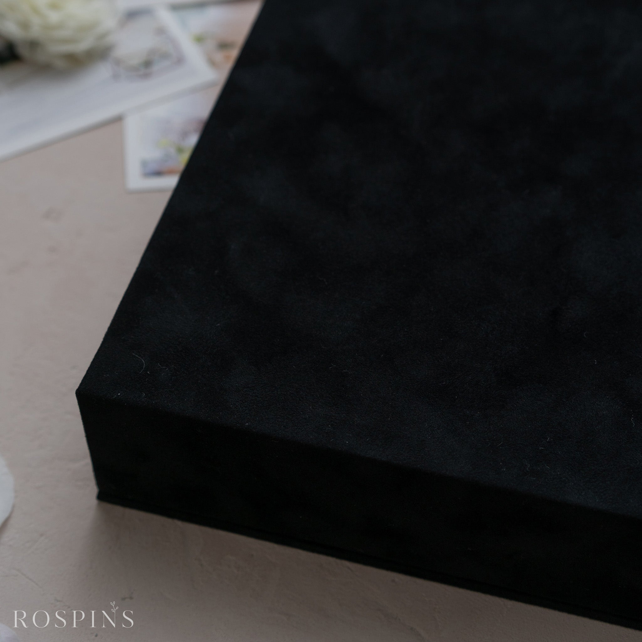 Velvet Four-Compartment Photo & USB Box - Black