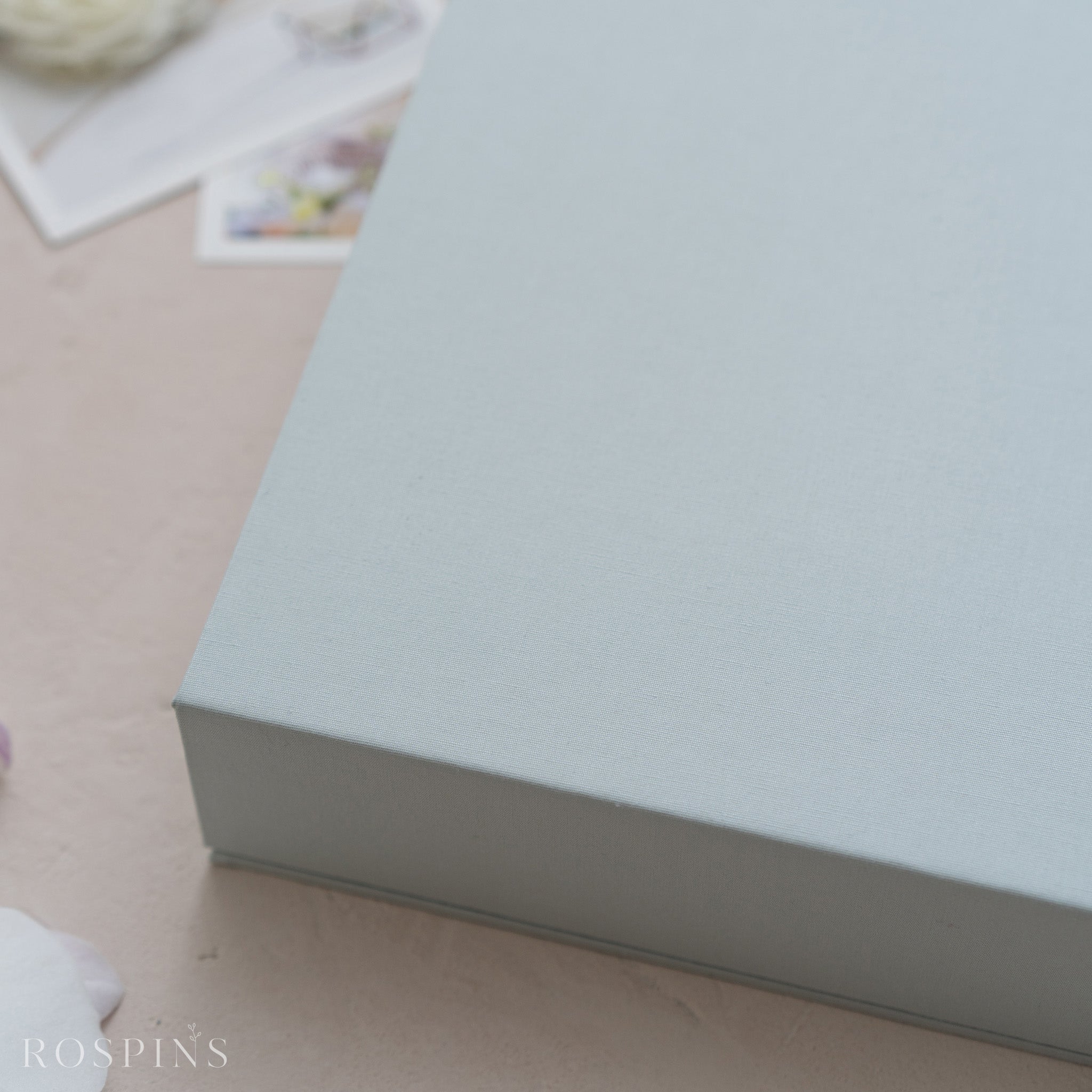 Linen Four-Compartment Photo Box - Beau Blue