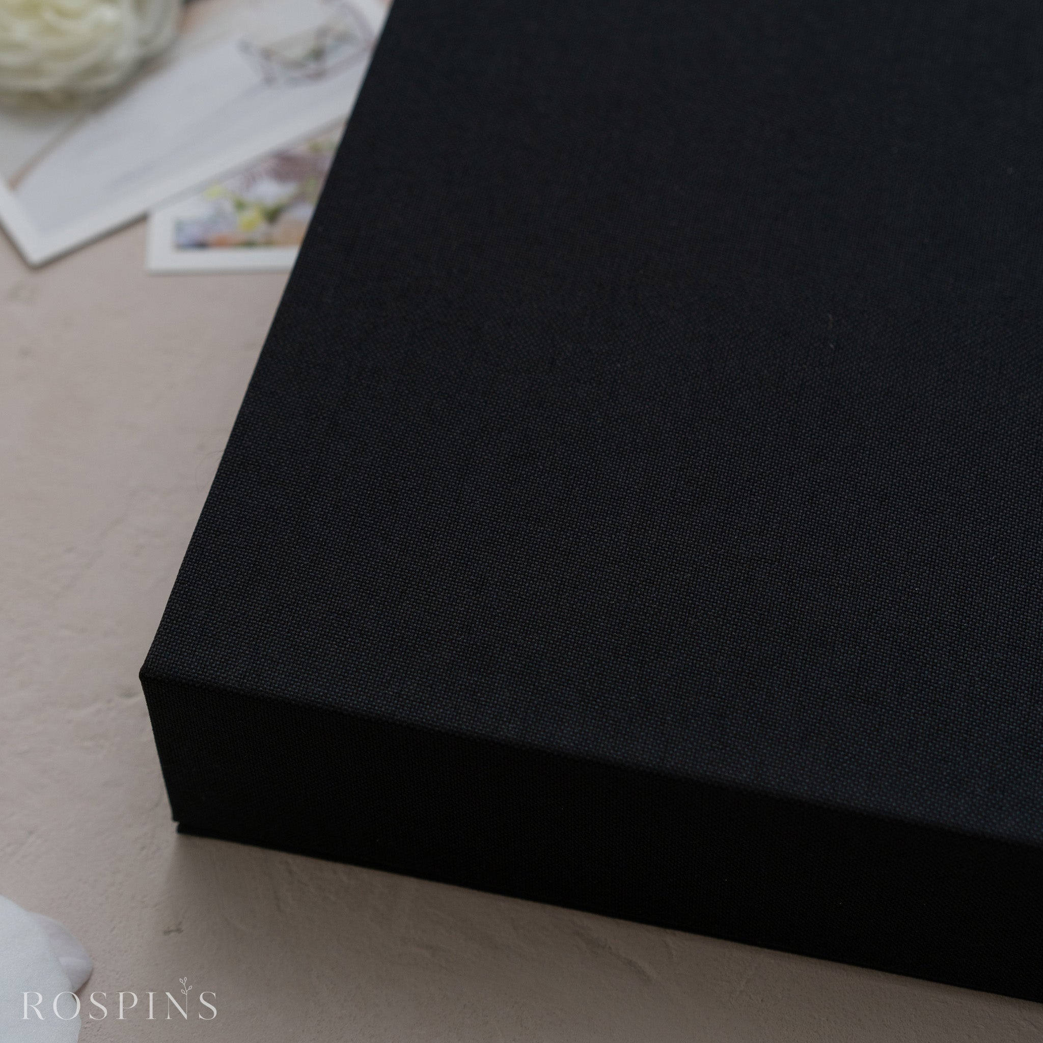 Linen Four-Compartment Photo Box - Black