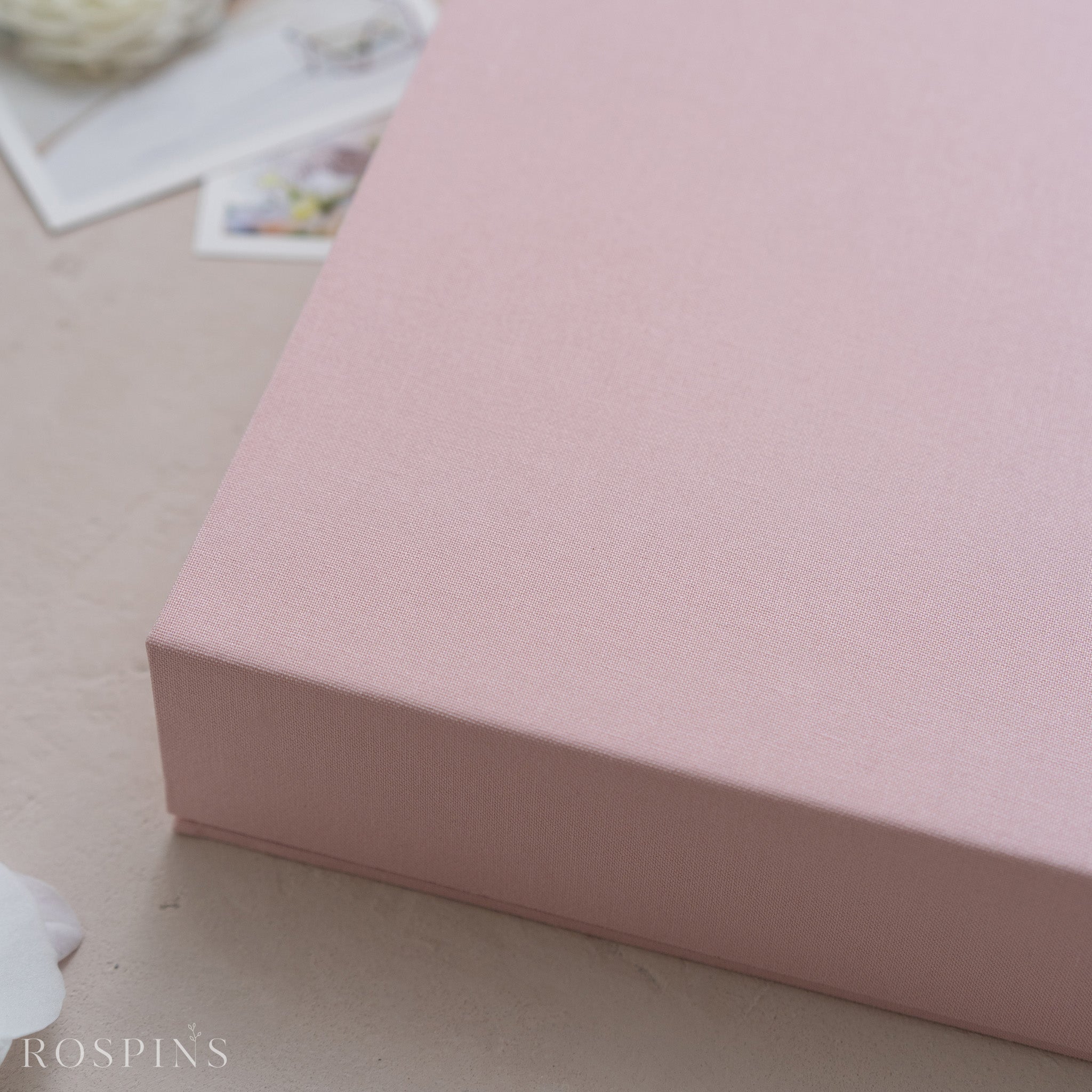 Linen Four-Compartment Photo Box - Blush