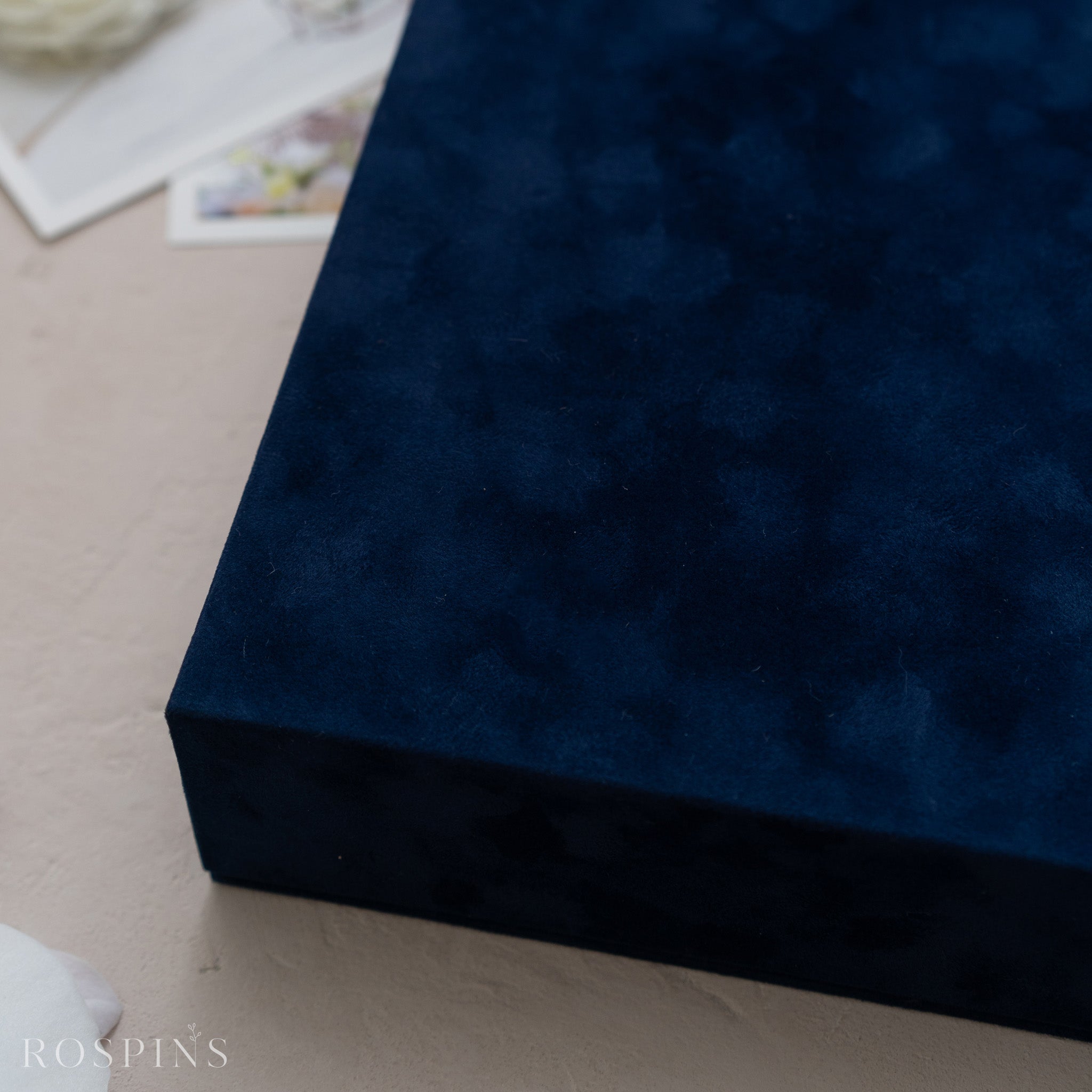 Velvet Four-Compartment Photo Box - Deep Blue