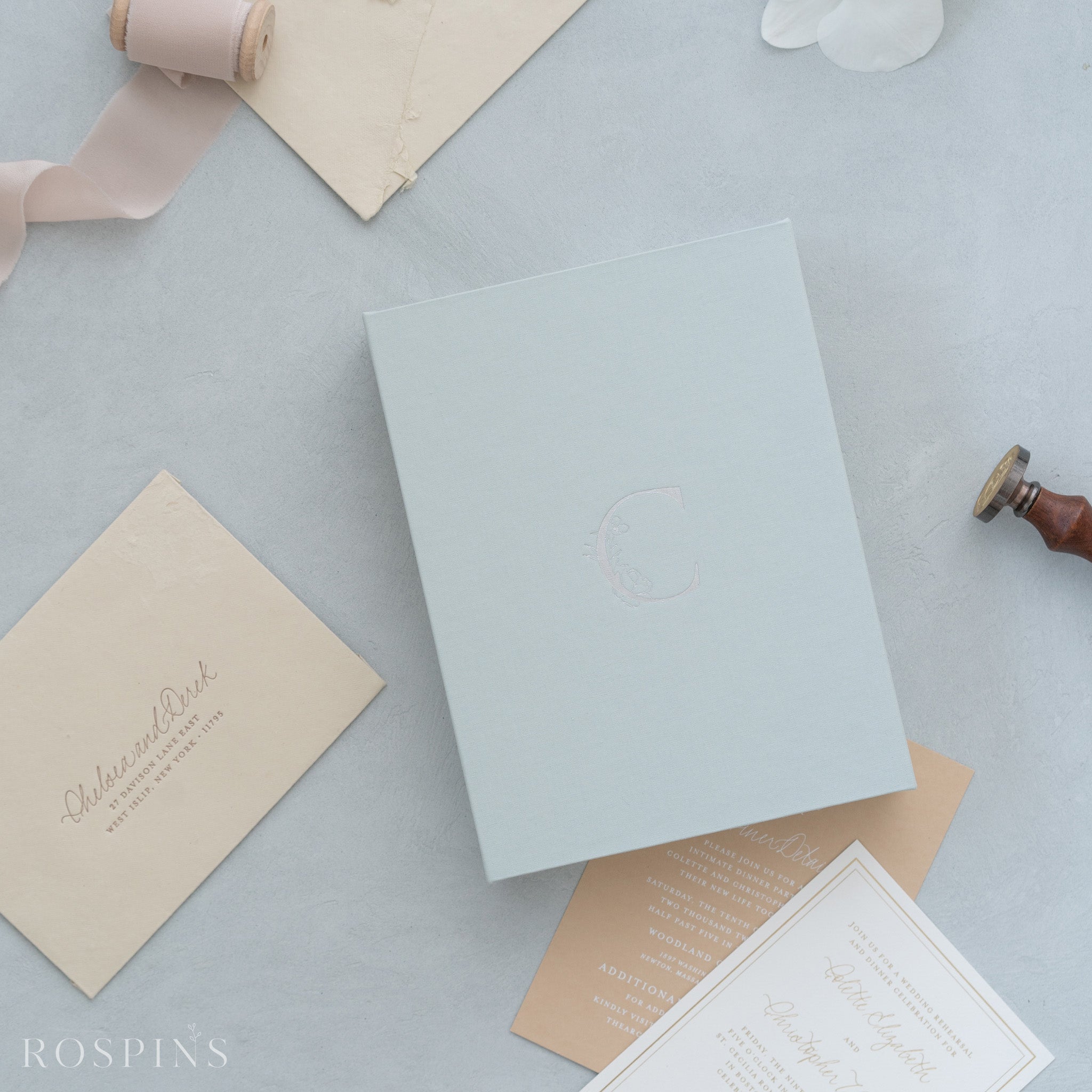 Linen Invitation Box - Beau Blue