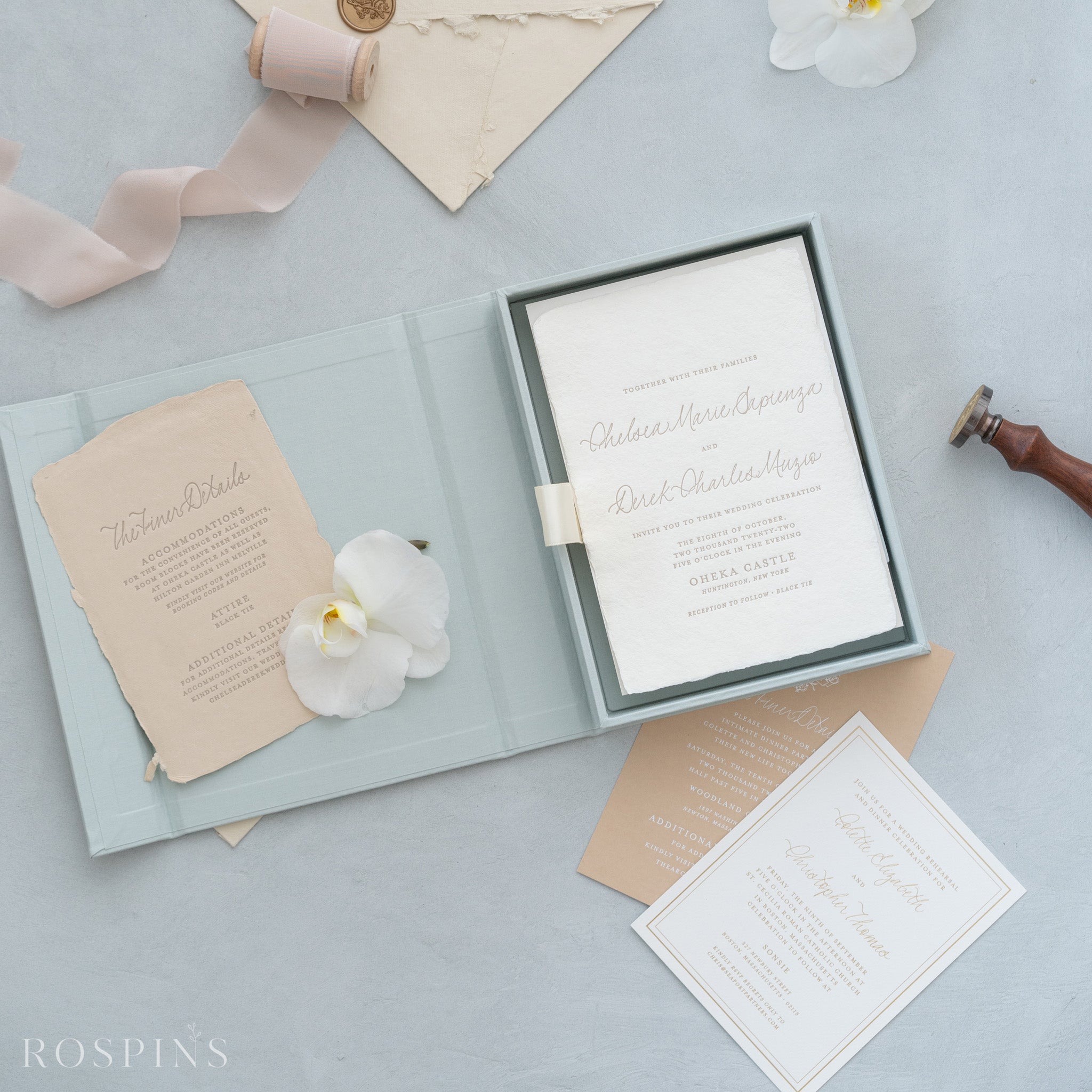 Linen Invitation Box - Beau Blue