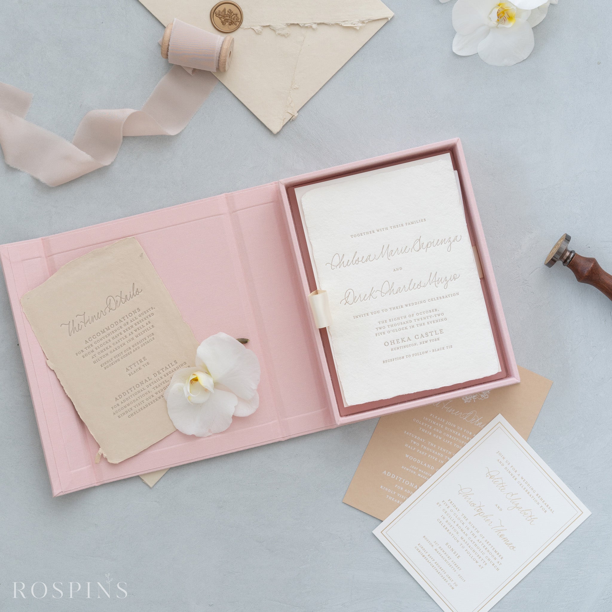 Linen Invitation Box - Blush