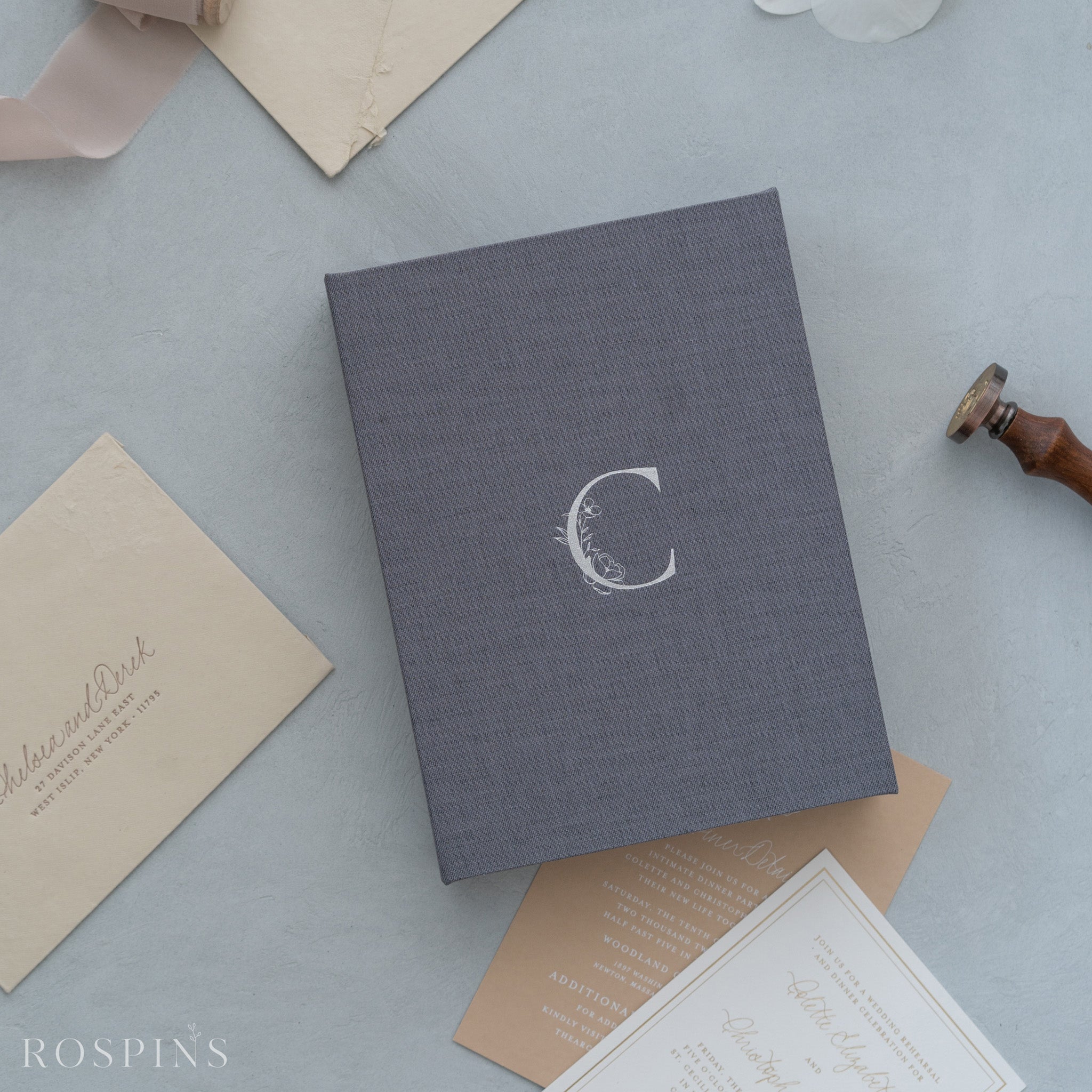 Linen Invitation Box - Dark Grey