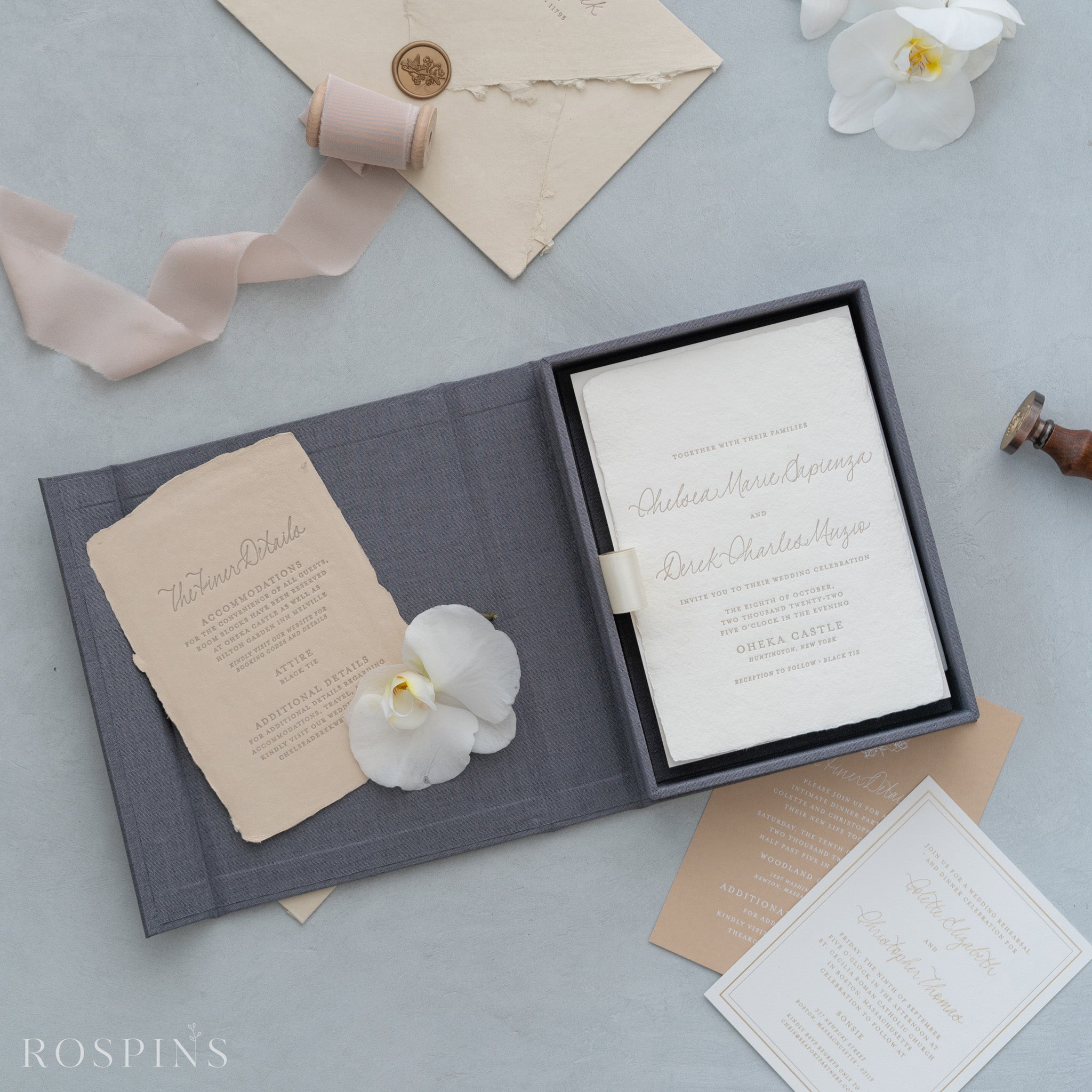 Linen Invitation Box - Dark Grey