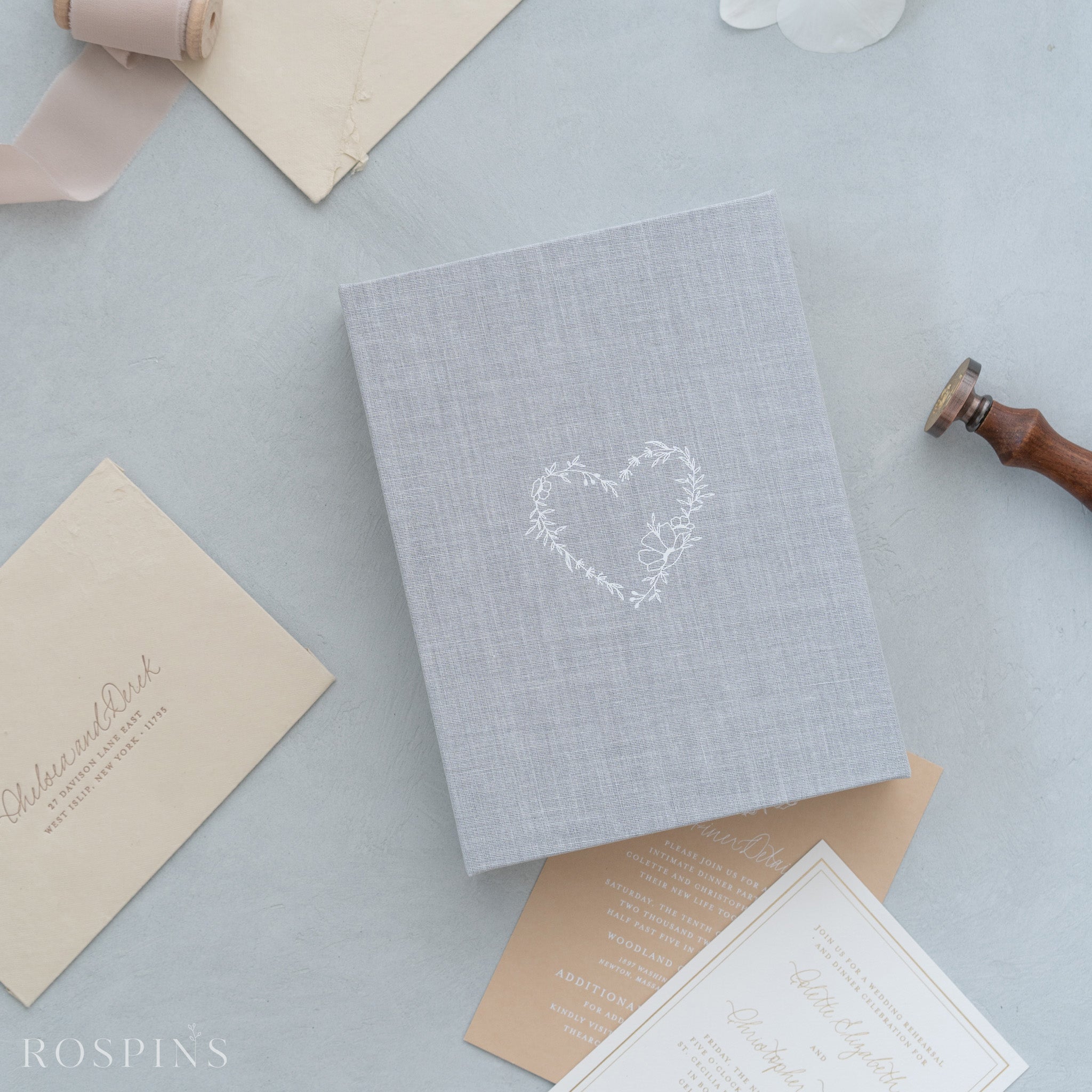 Linen Invitation Box - Heather Grey