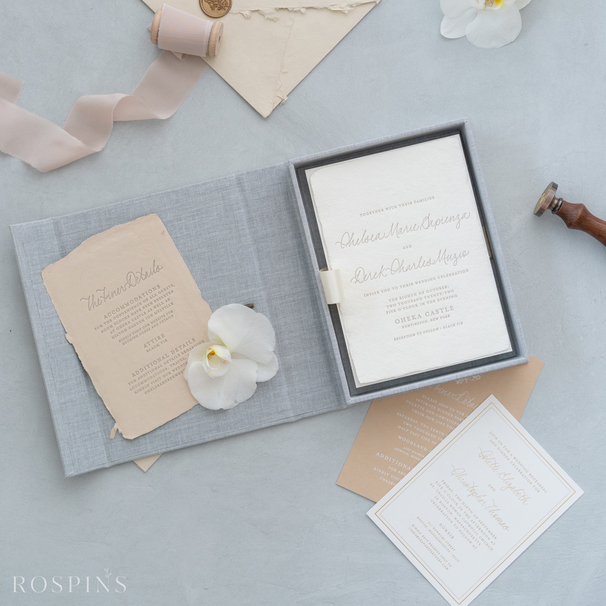 Linen Invitation Box - Heather Grey