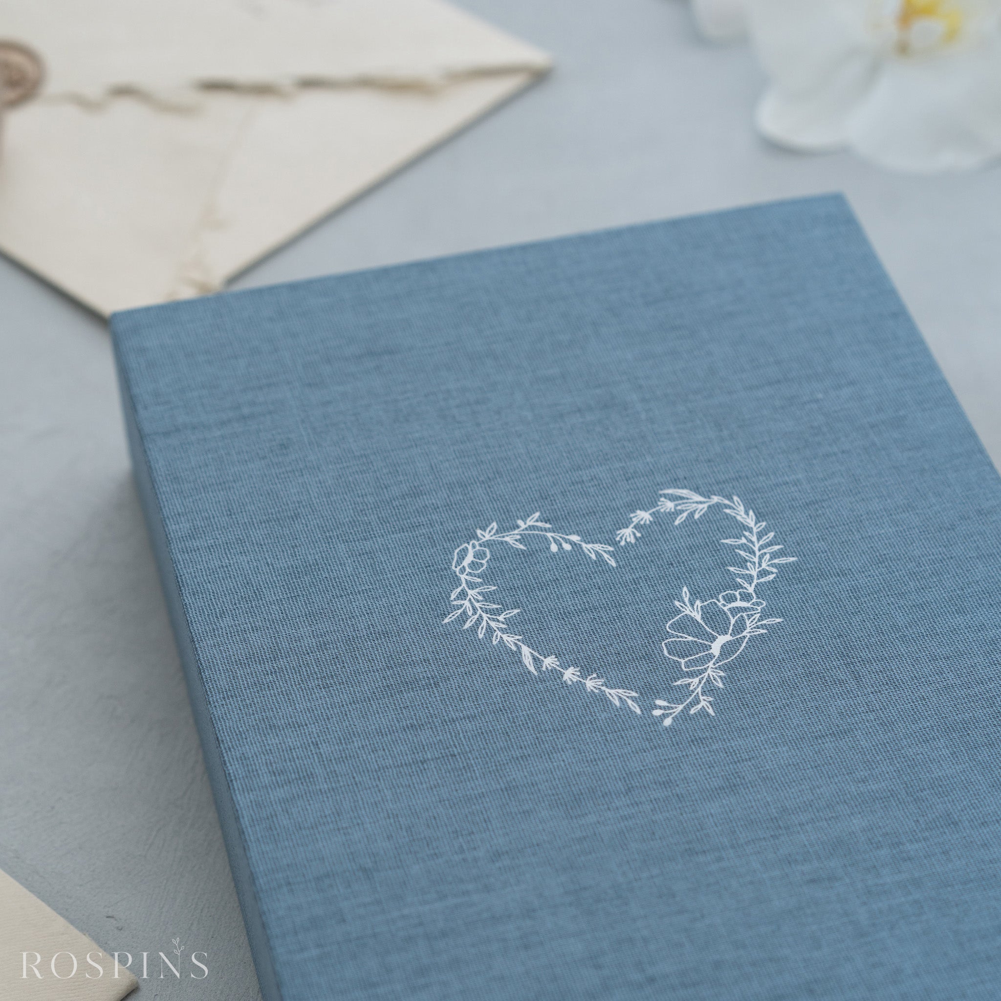Linen Invitation Box - Lake Blue