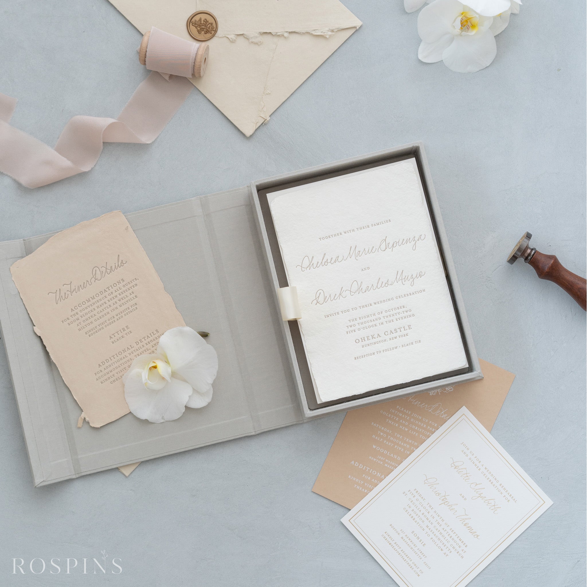 Linen Invitation Box - Light Grey