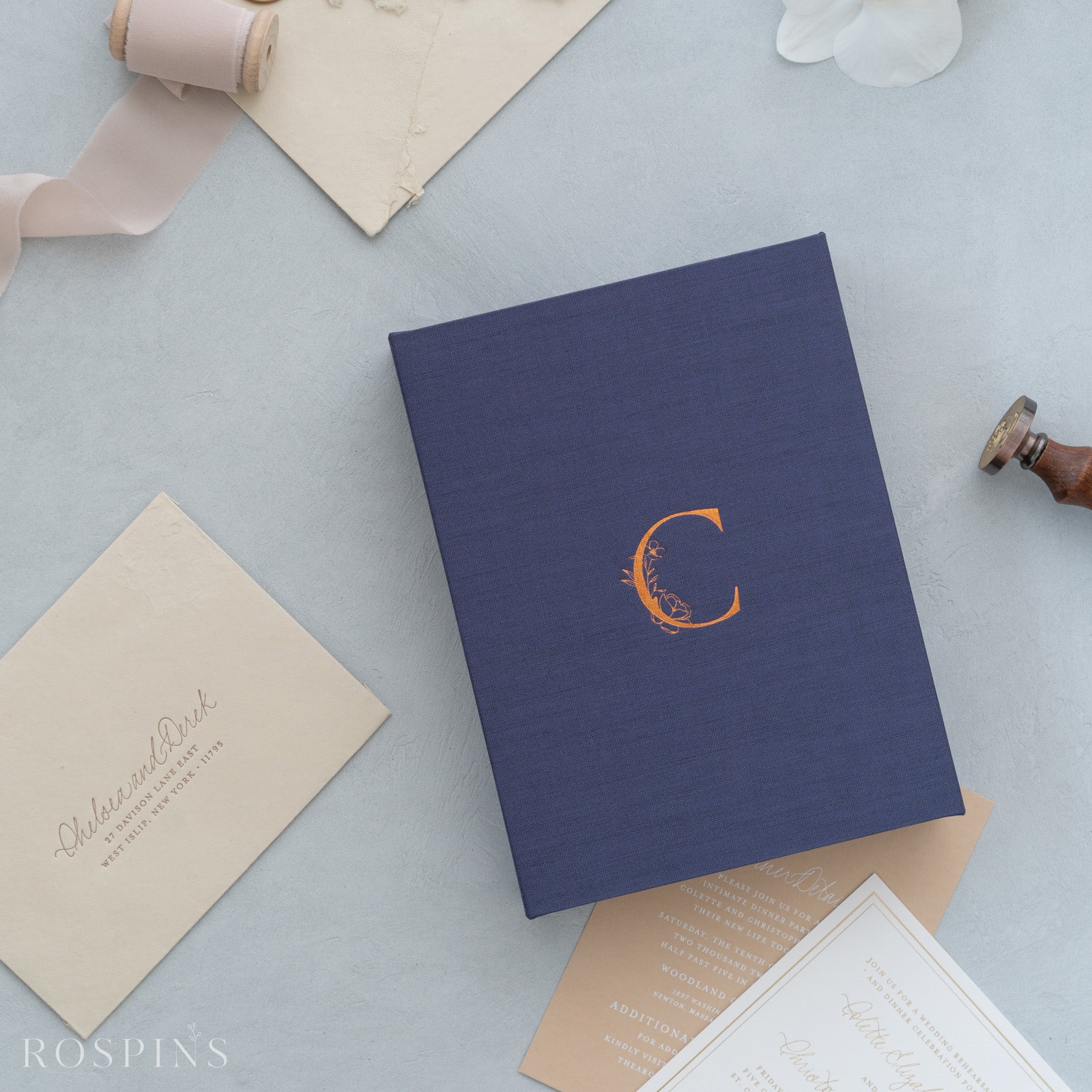 Linen Invitation Box - Navy