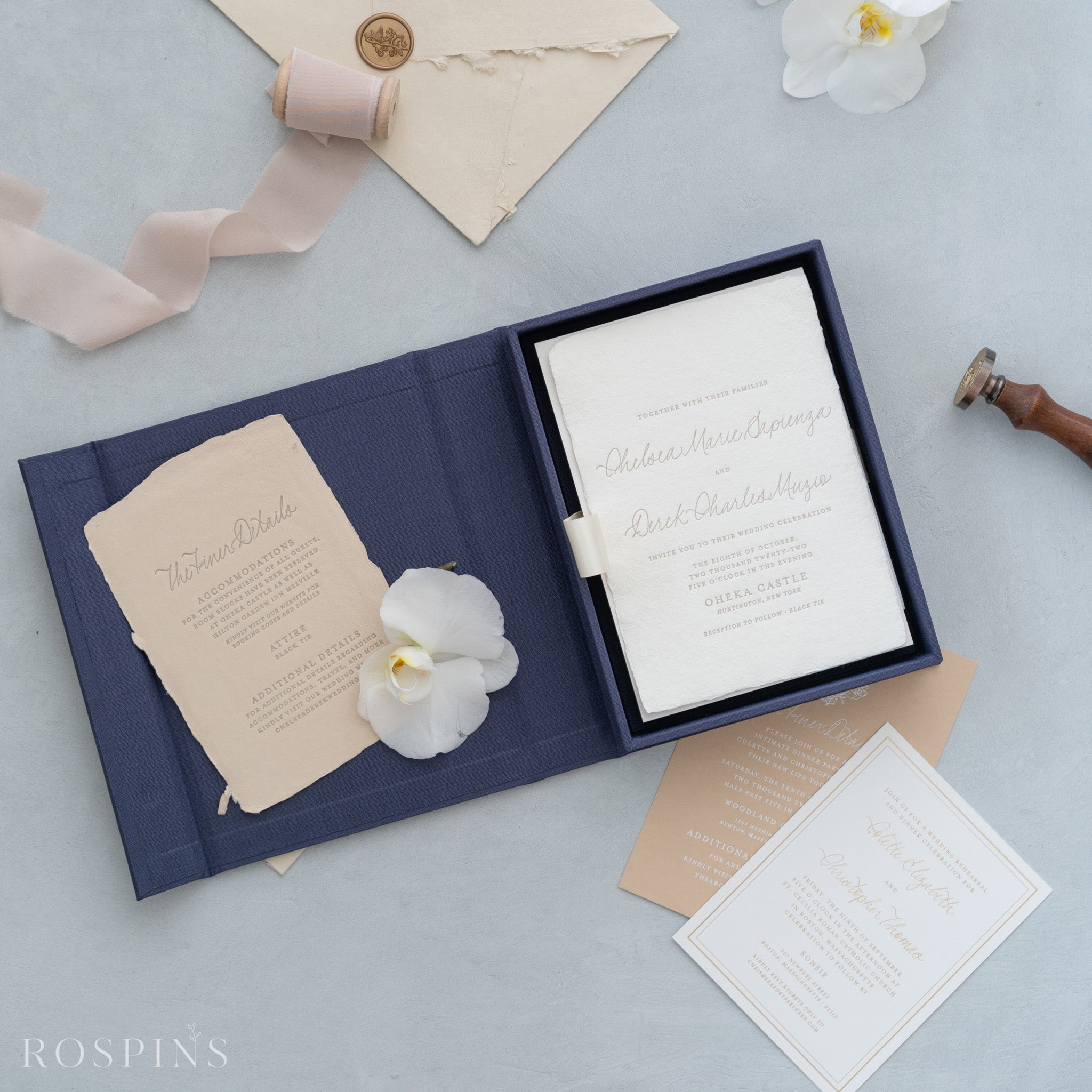 Linen Invitation Box - Navy