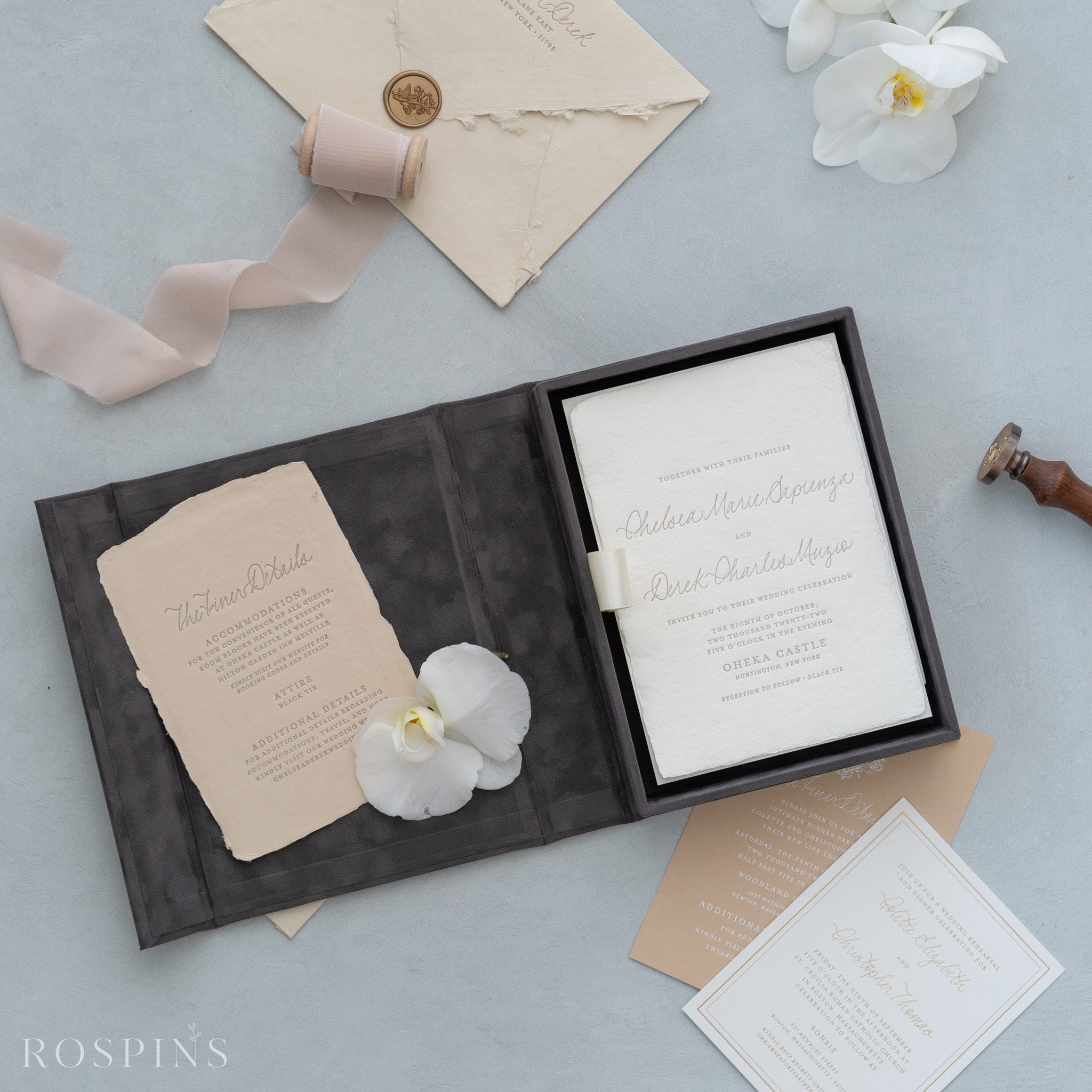 Velvet Invitation Box - Charcoal Grey