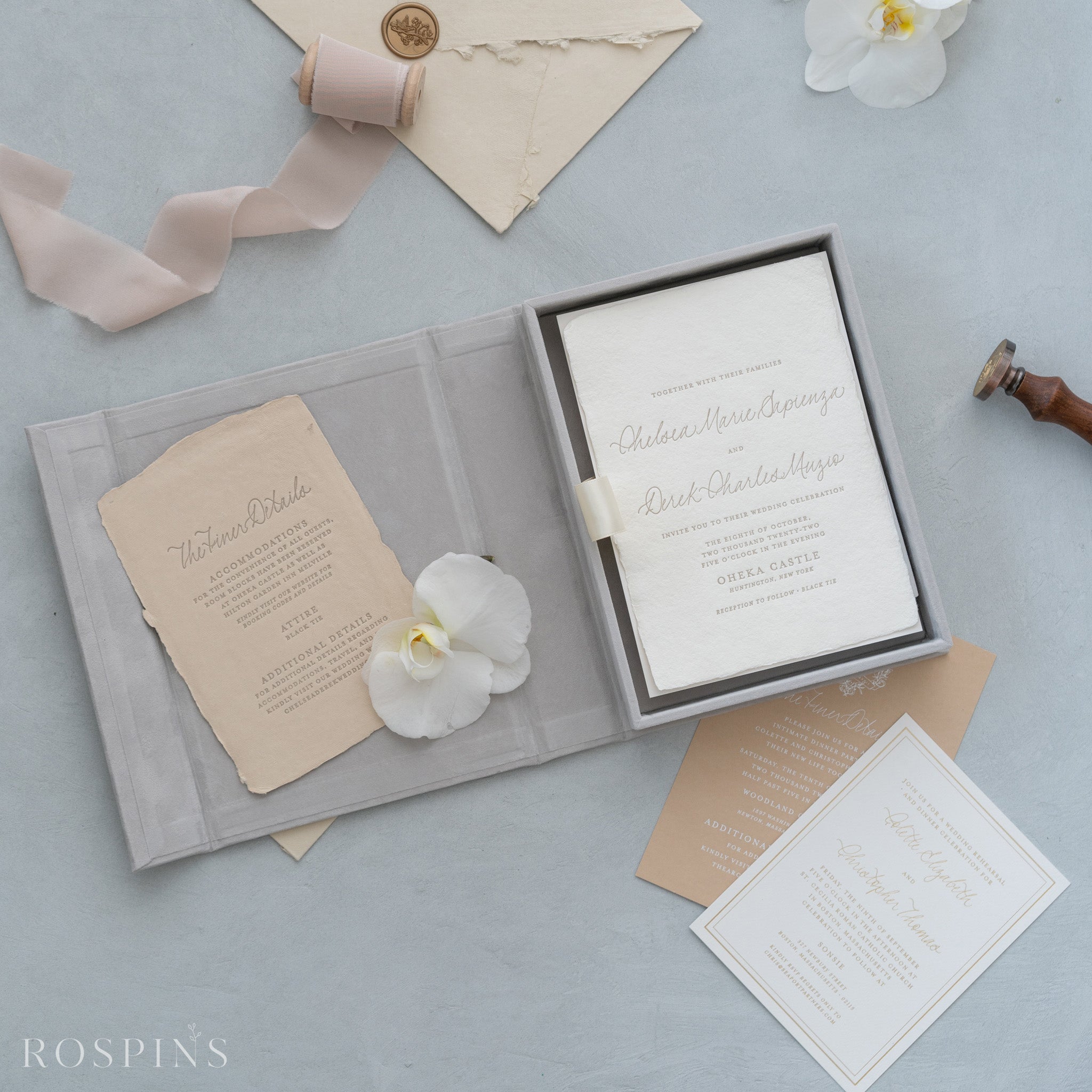 Velvet Invitation Box - Pale Grey