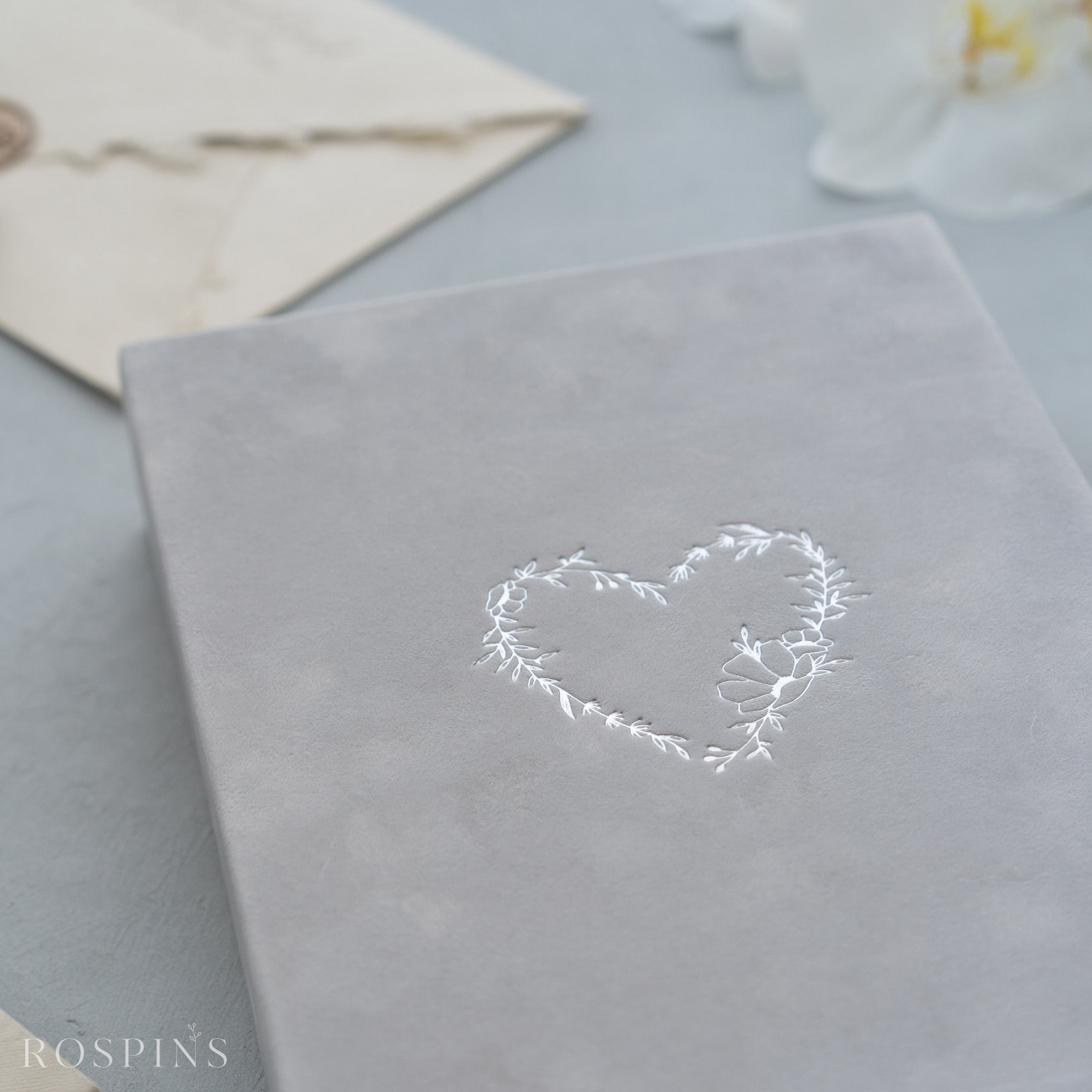 Velvet Invitation Box - Pale Grey