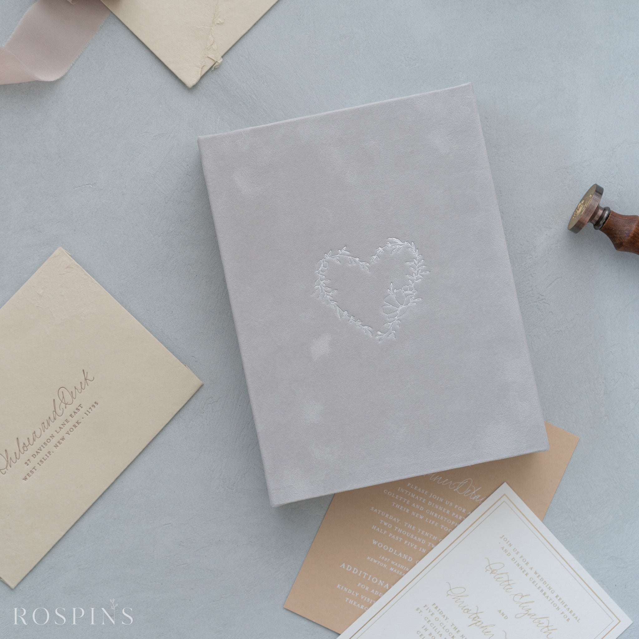 Velvet Invitation Box - Pale Grey