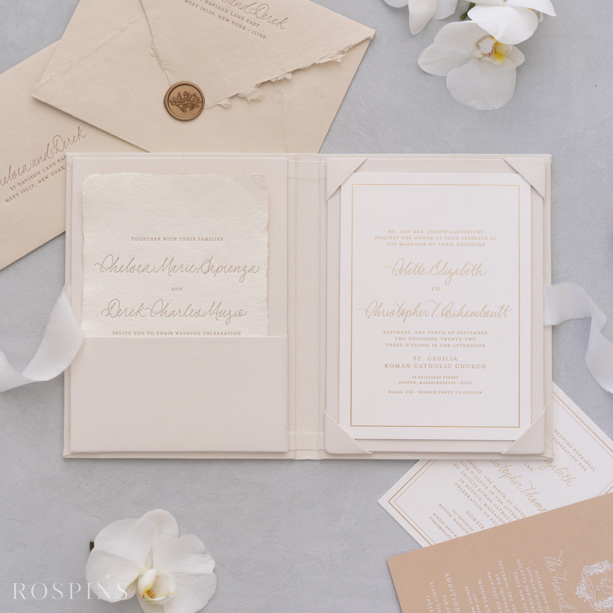 Linen Invitation Folio - Creamy White