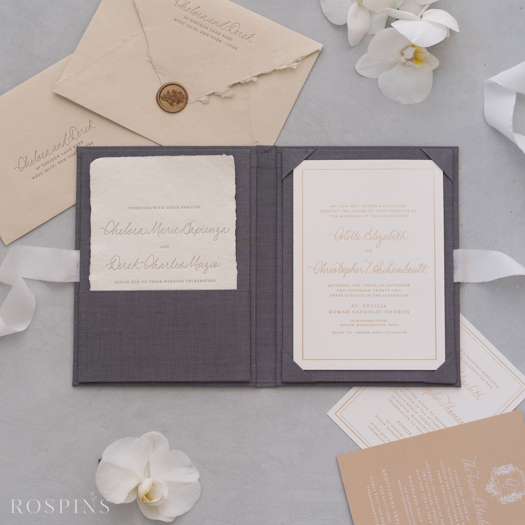 Linen Invitation Folio - Dark Grey