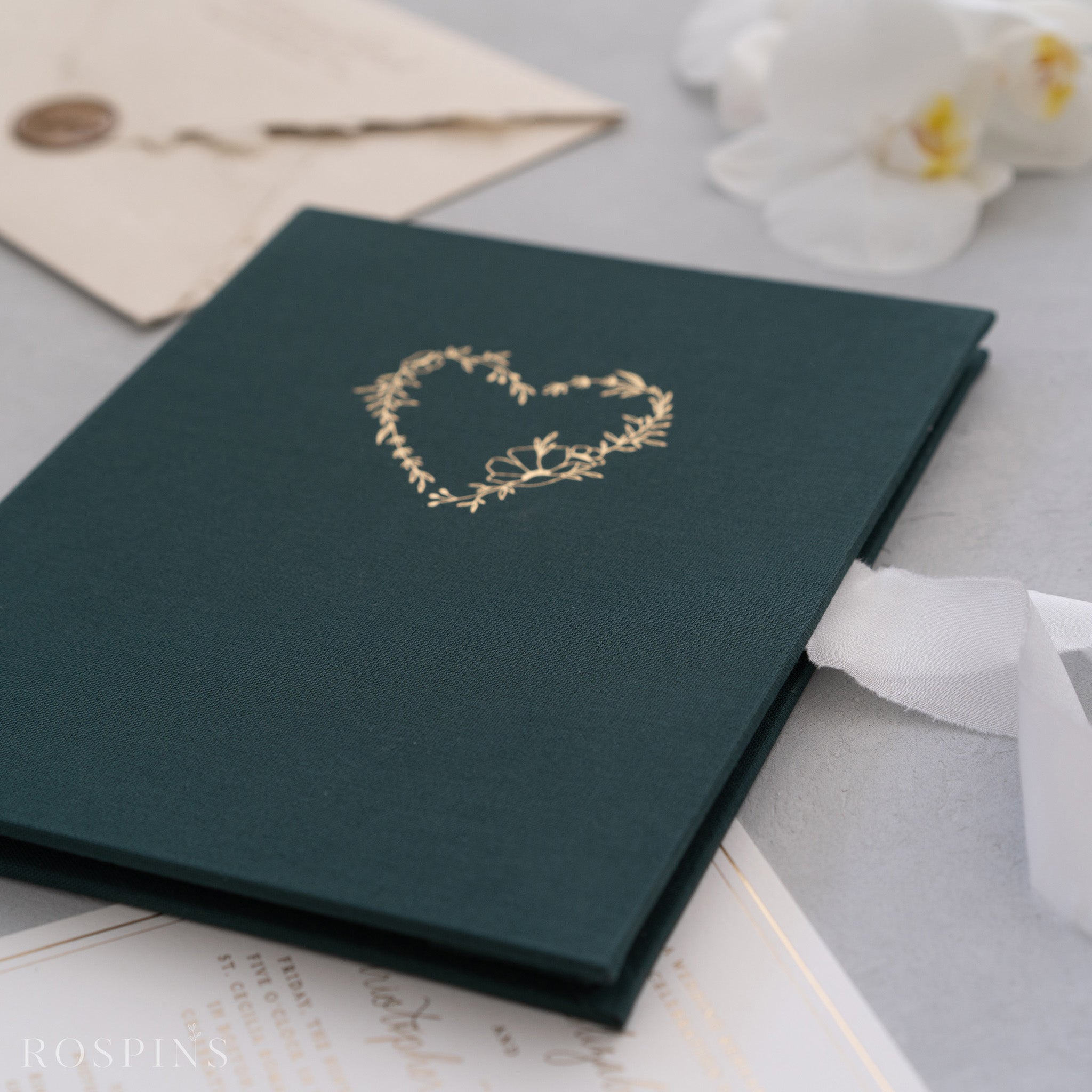 Linen Invitation Folio - Emerald Green