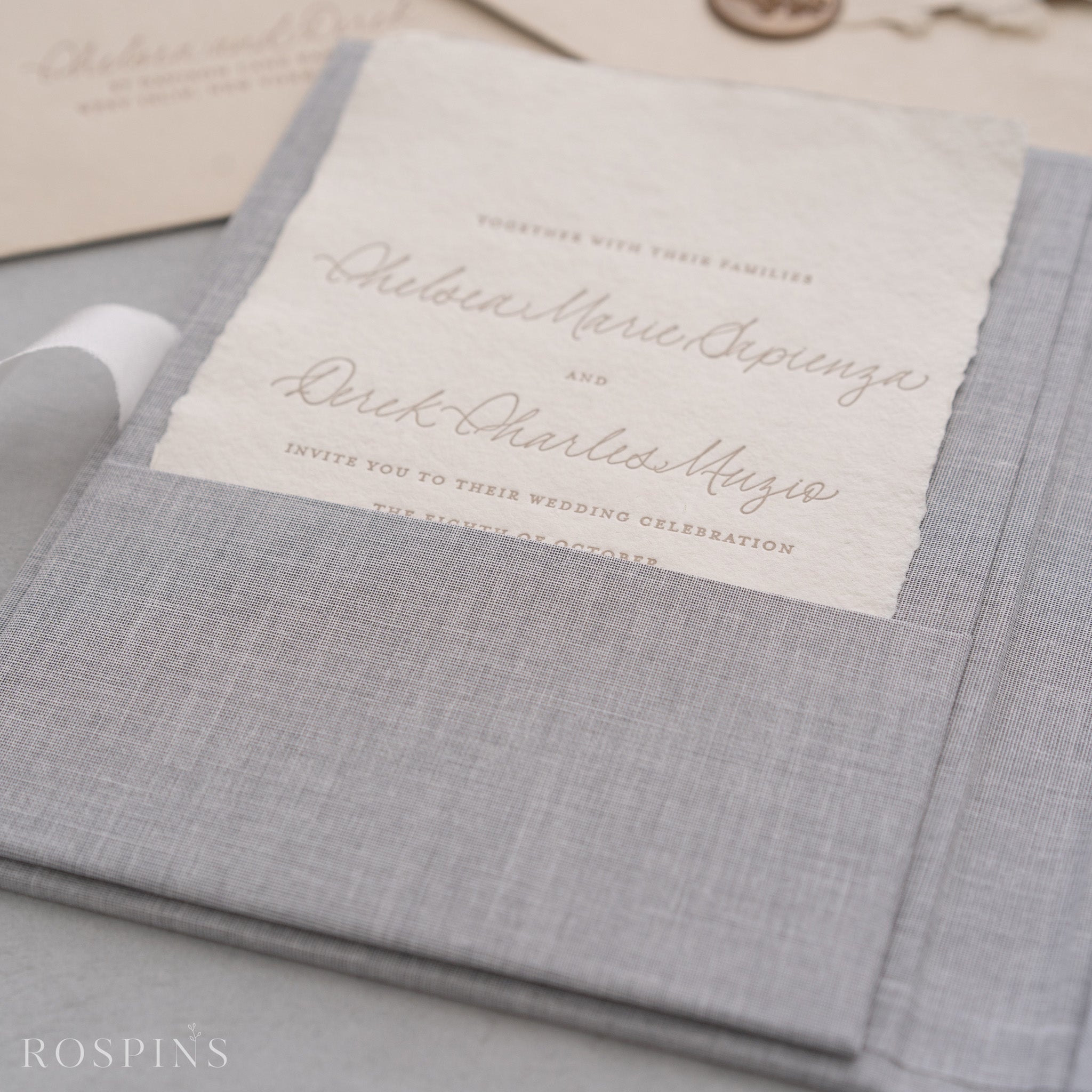 Linen Invitation Folio - Heather Grey