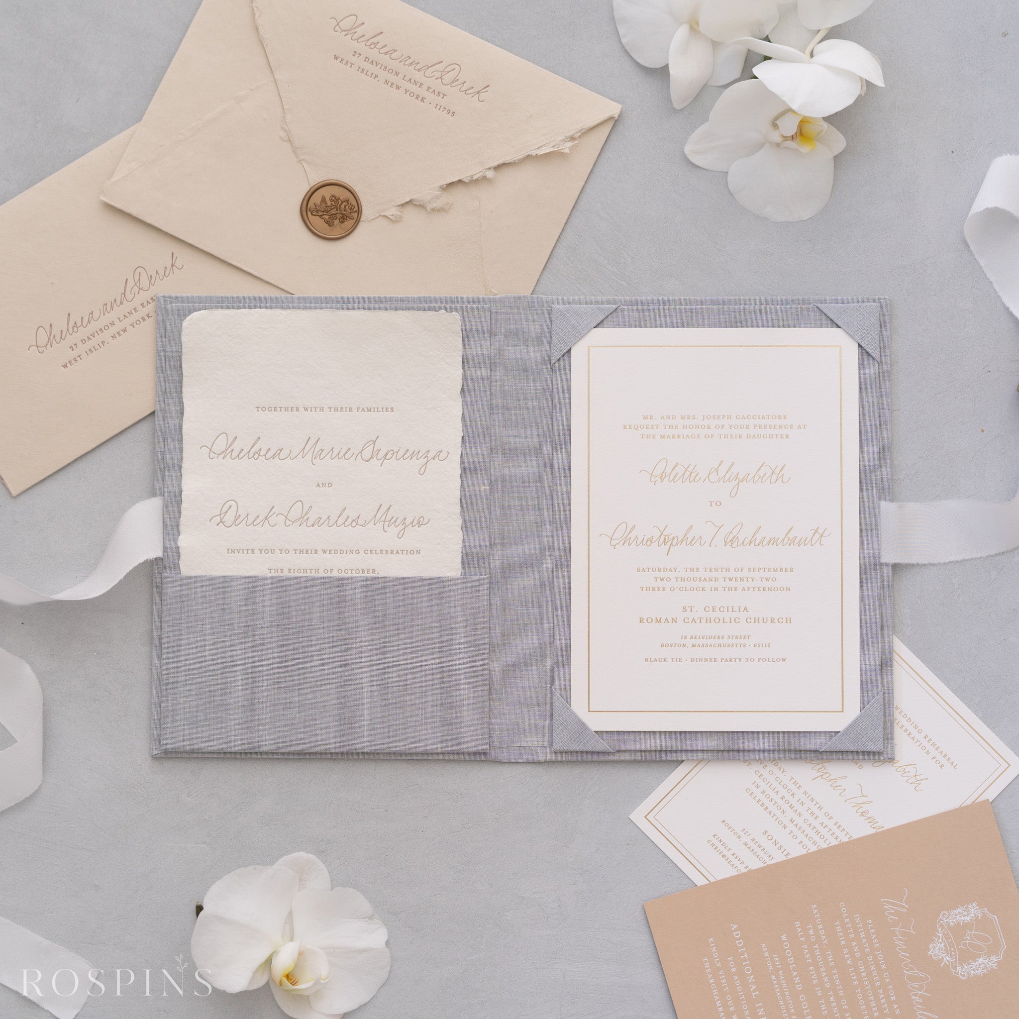 Linen Invitation Folio - Heather Grey