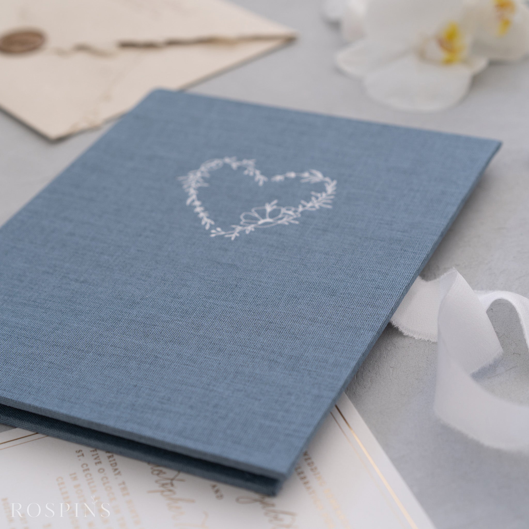 Linen Invitation Folio - Lake Blue