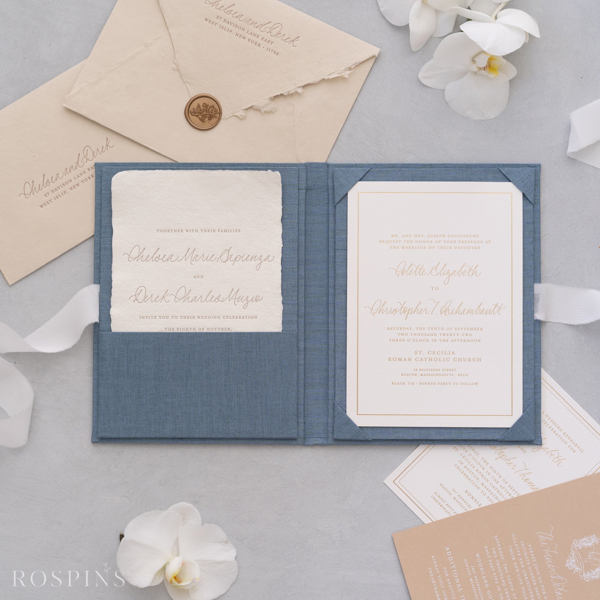 Linen Invitation Folio - Lake Blue