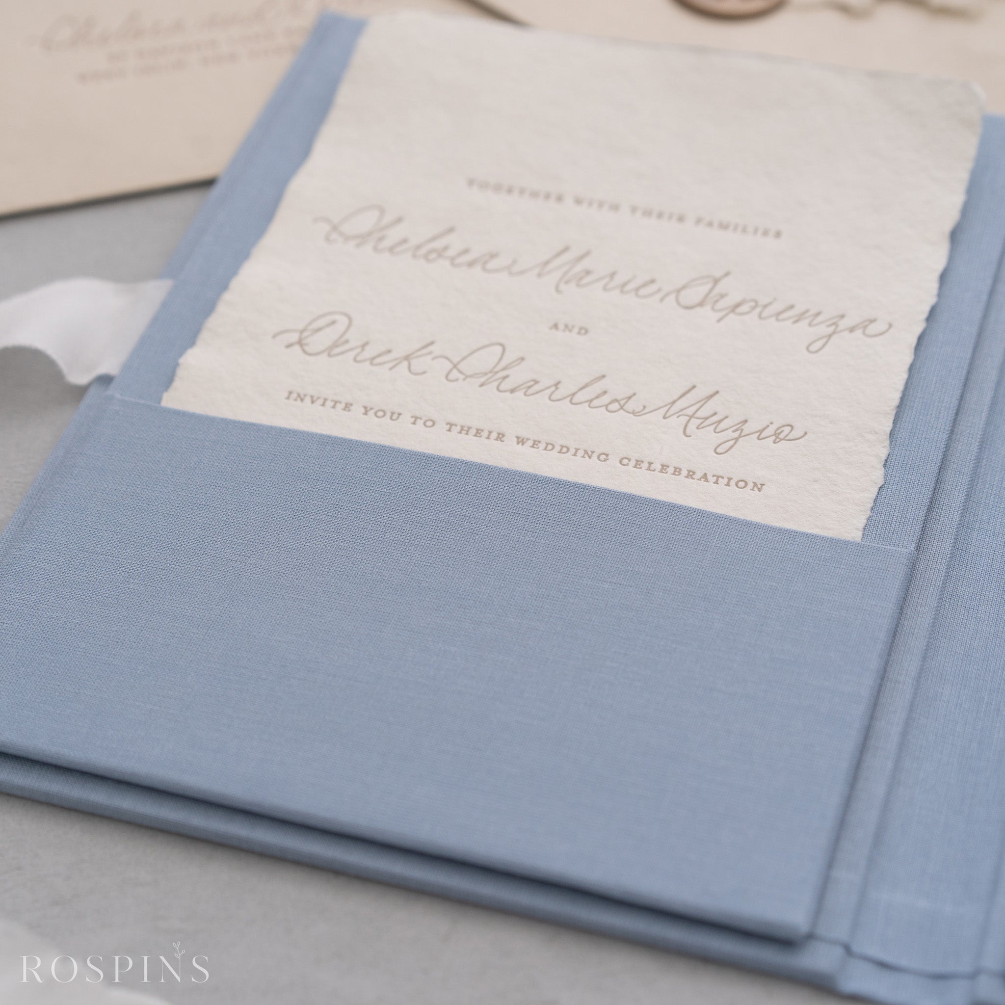 Linen Invitation Folio - Light Blue