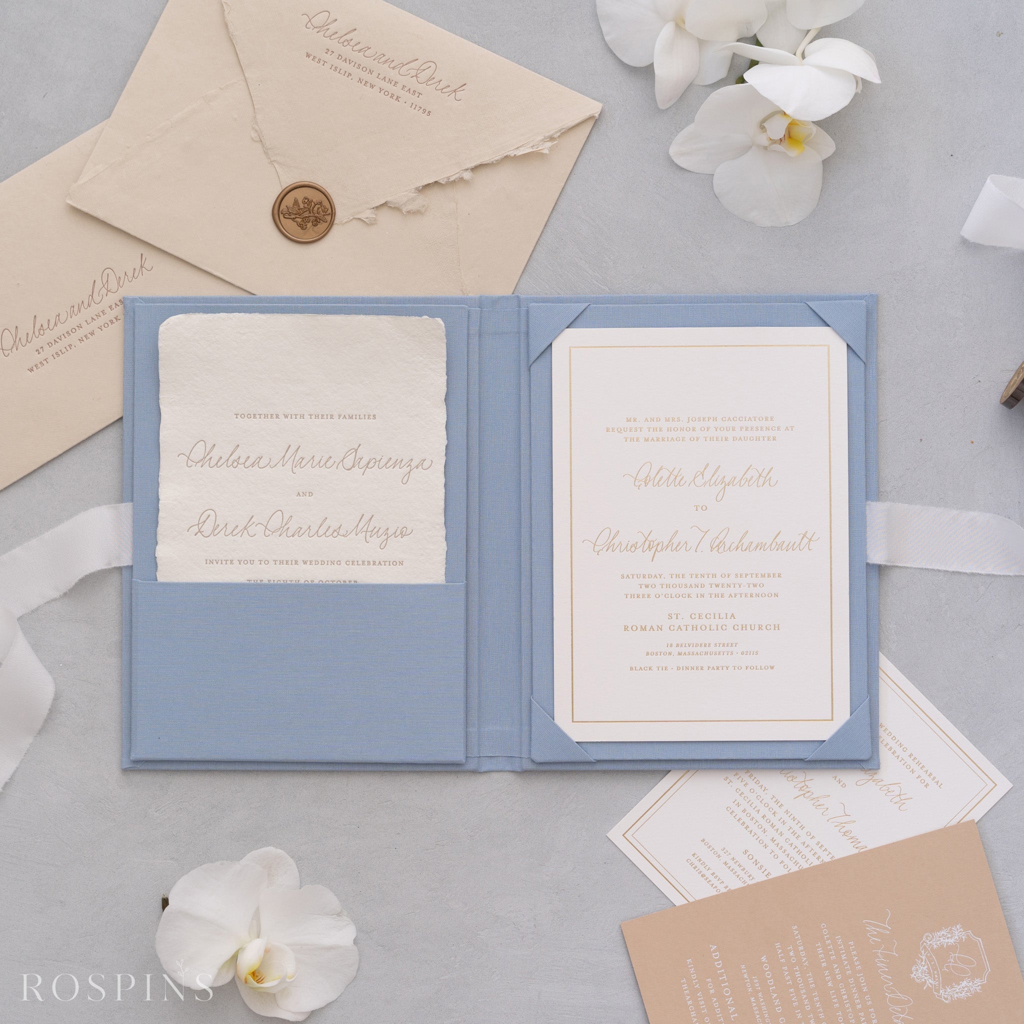 Linen Invitation Folio - Light Blue