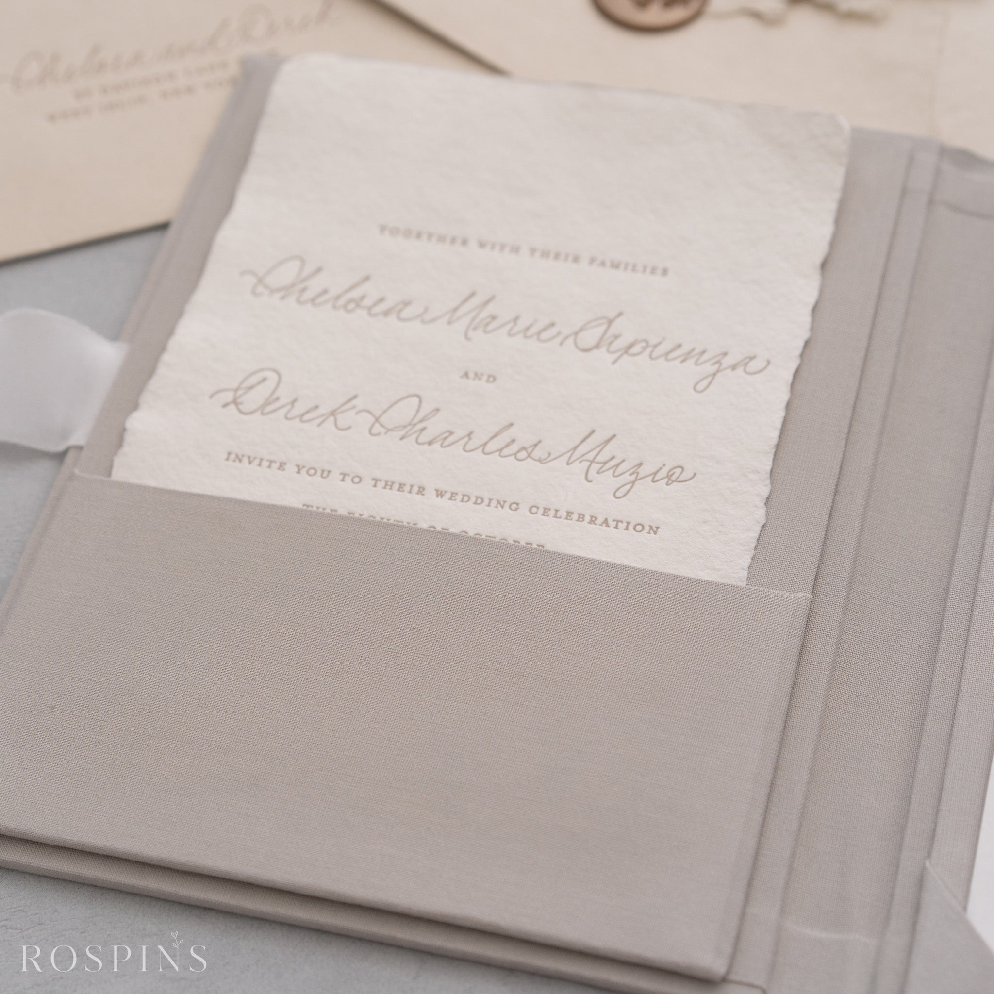 Linen Invitation Folio - Light Grey