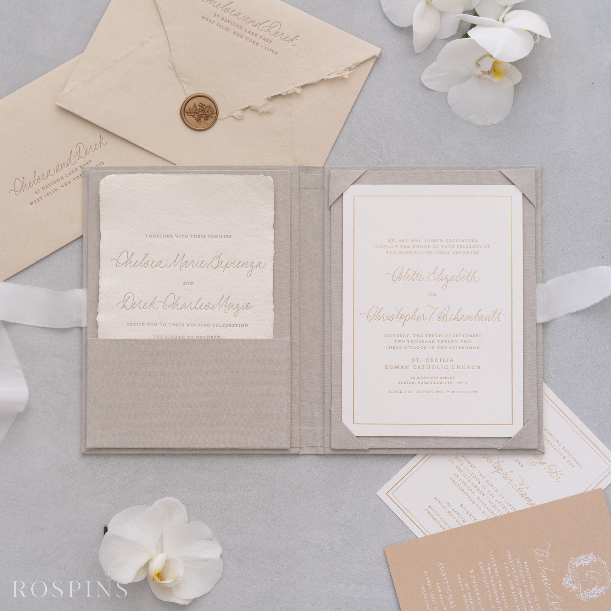 Linen Invitation Folio - Light Grey