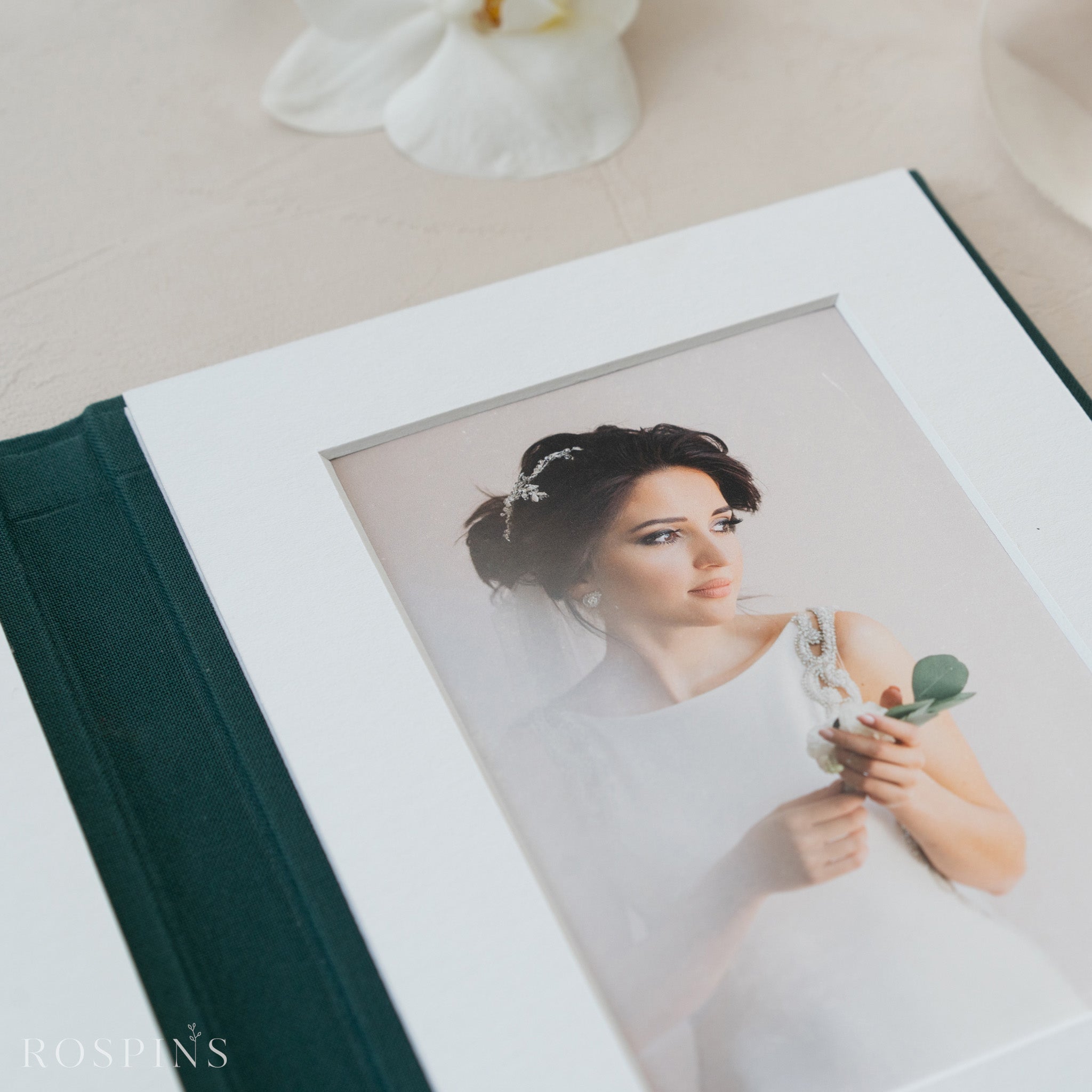 Linen Matted Folio - Emerald Green