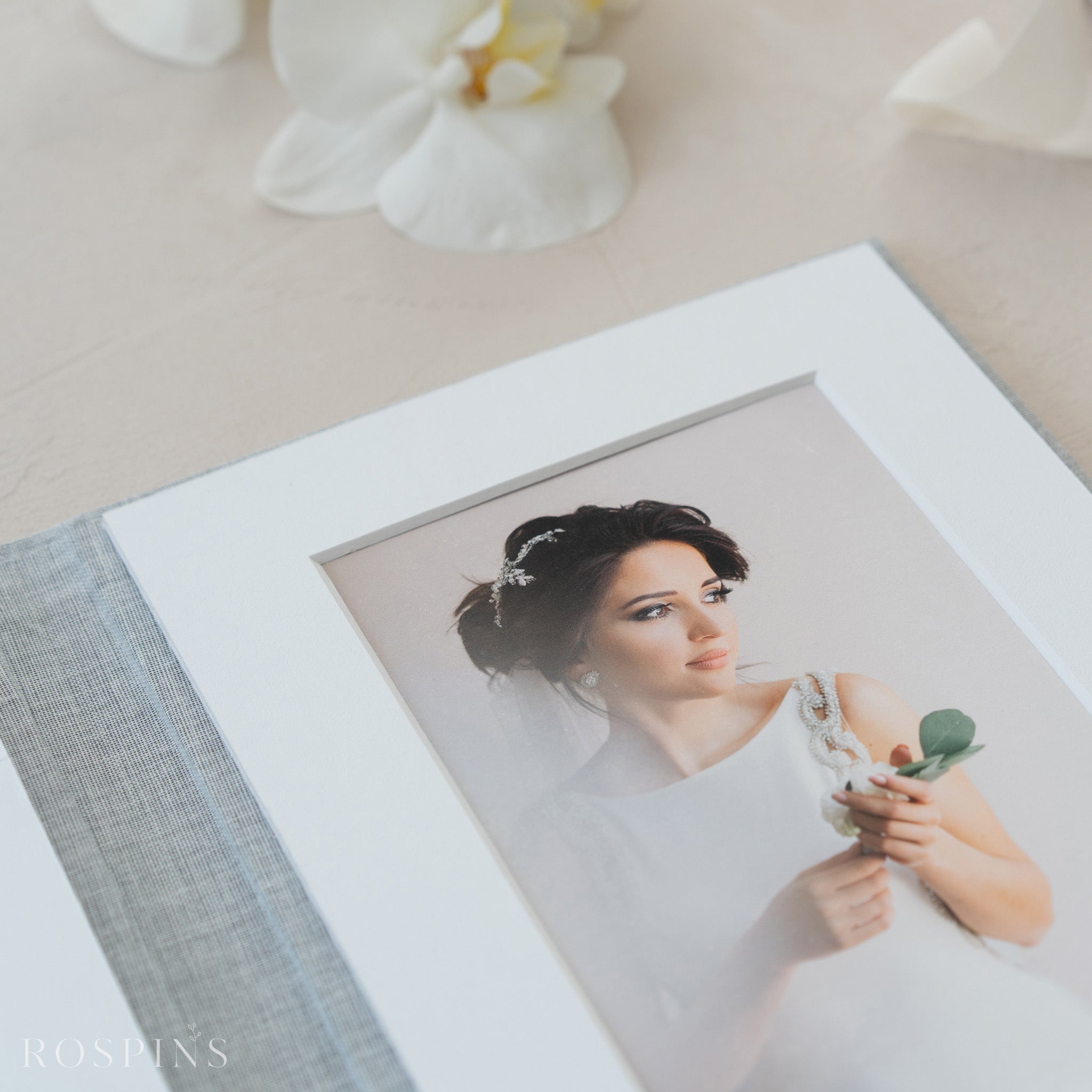 Linen Matted Folio - Heather Grey