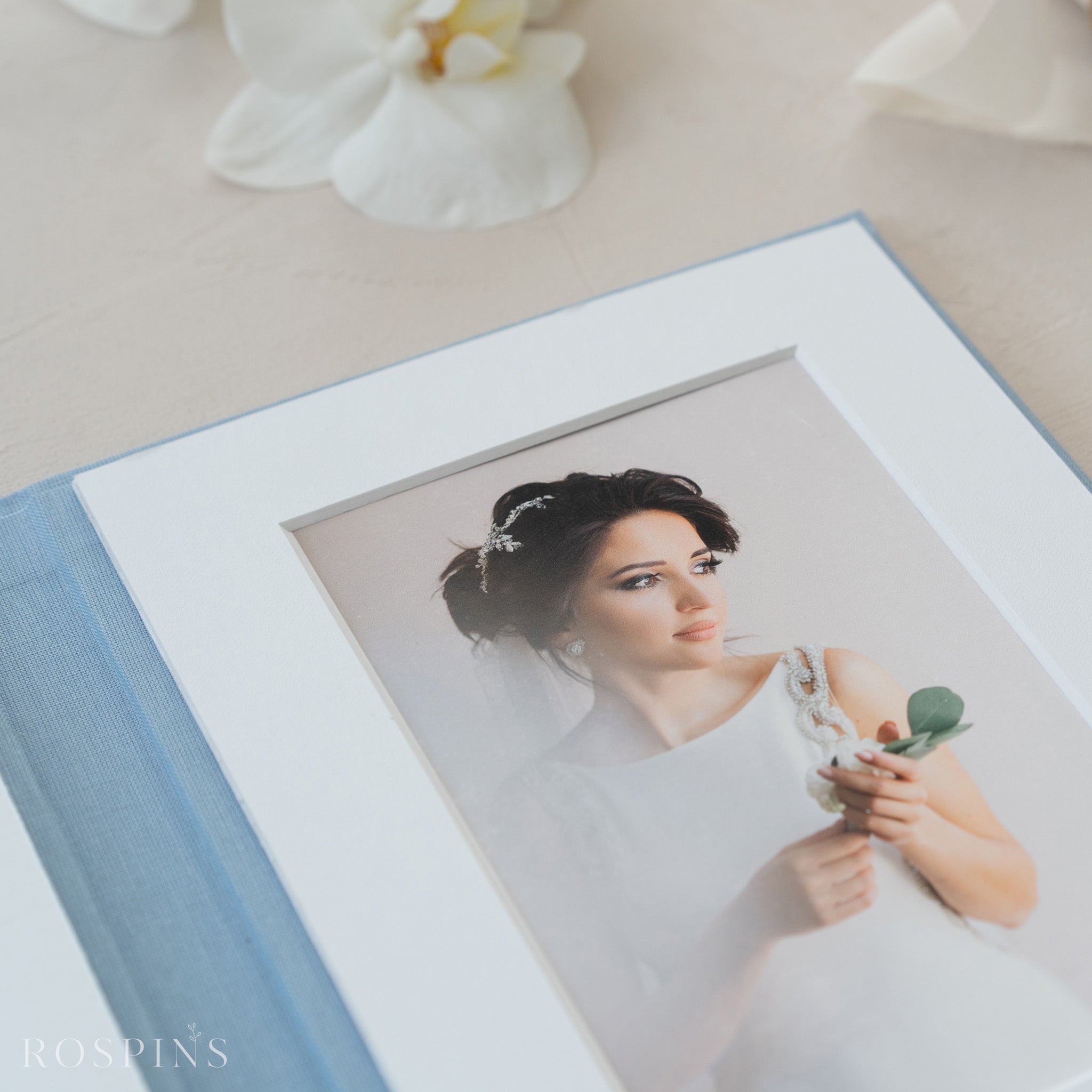Linen Matted Folio - Light Blue