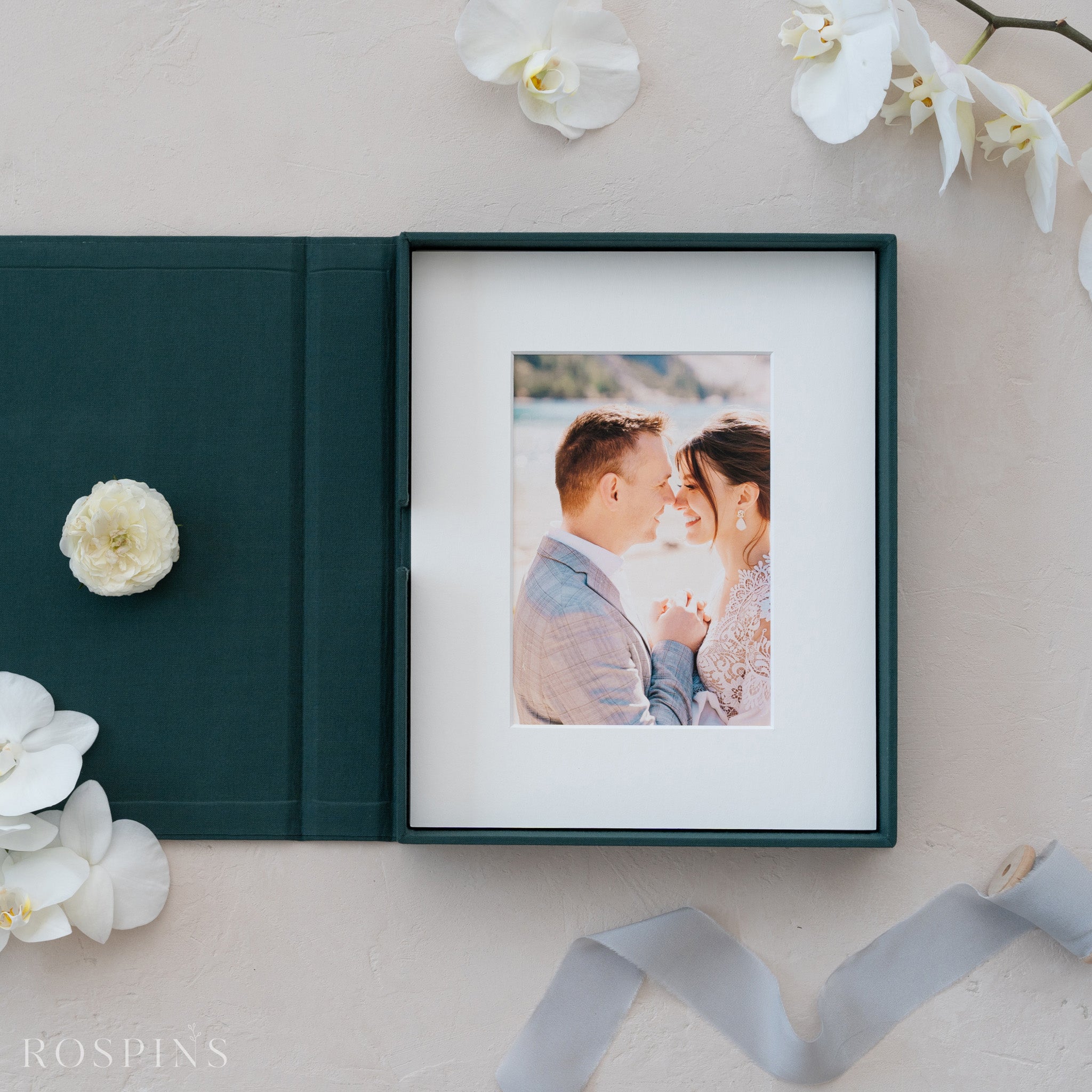 Linen Folio Box - Emerald Green