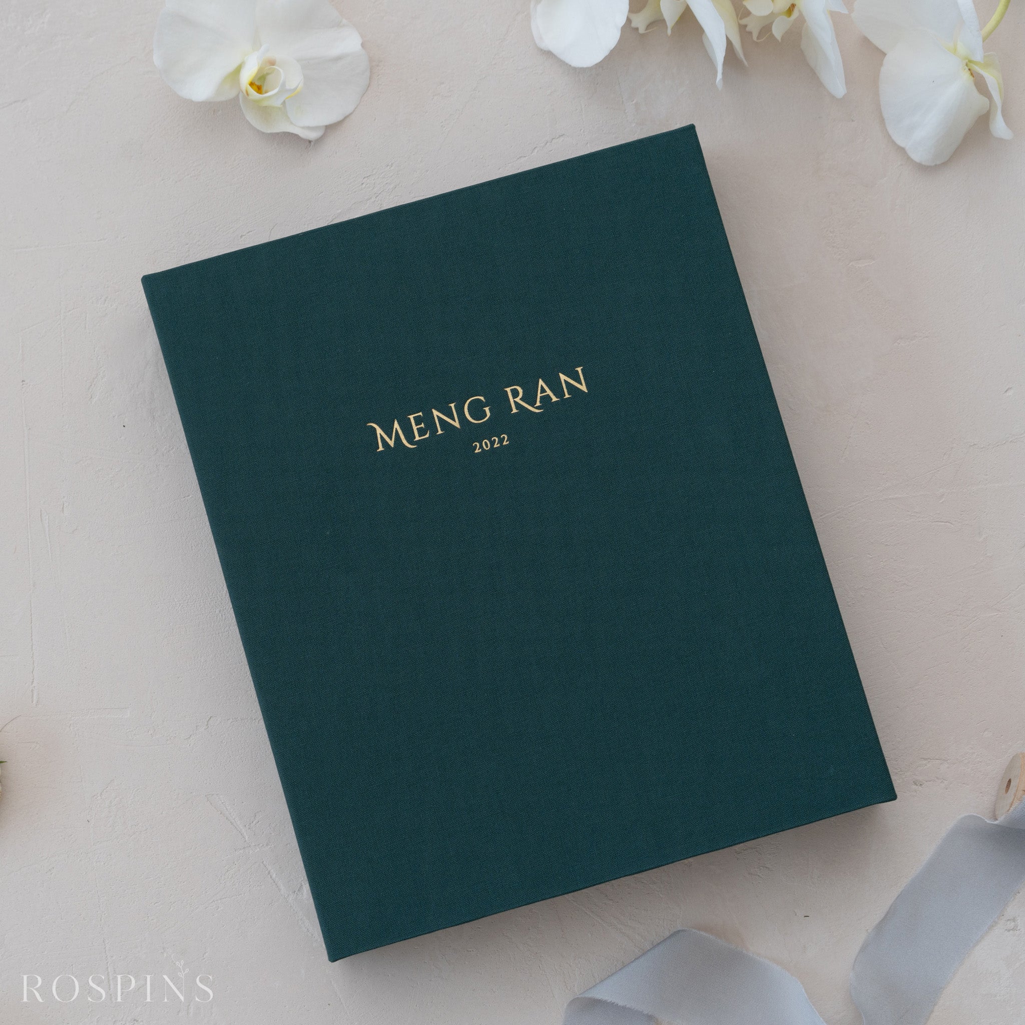 Linen Folio Box - Emerald Green