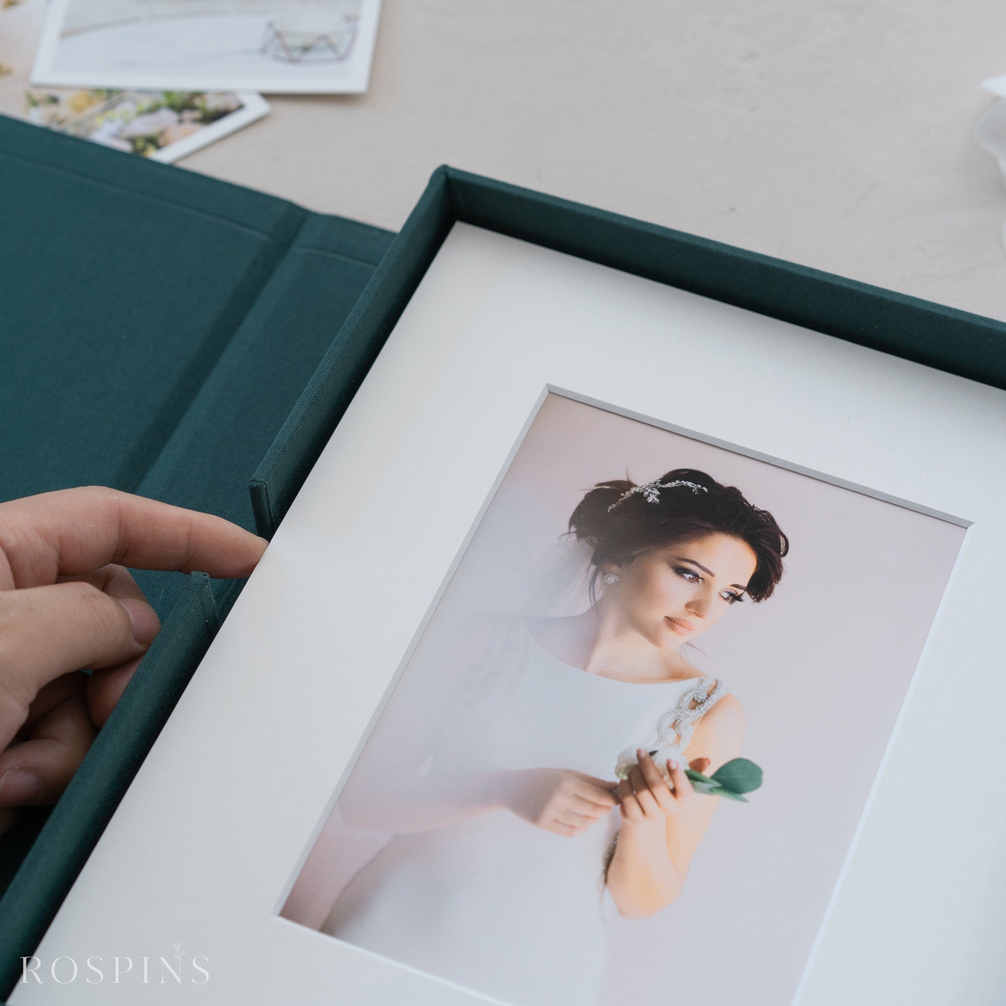 Linen Folio Box - Emerald Green