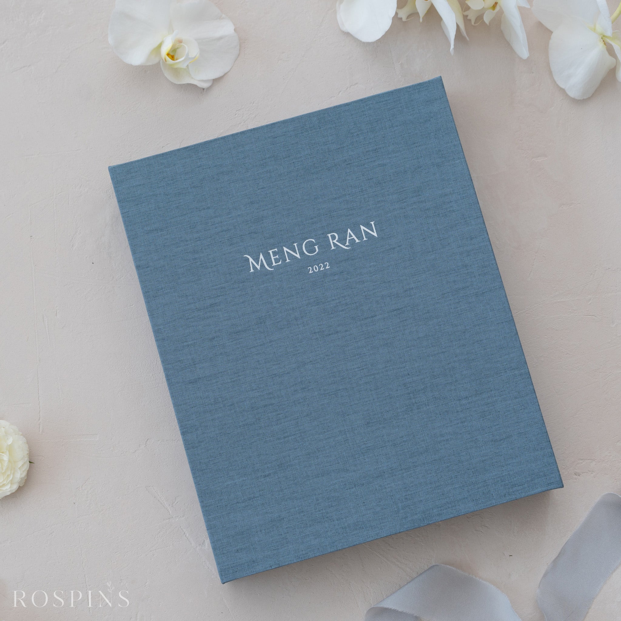 Linen Folio Box - Lake Blue