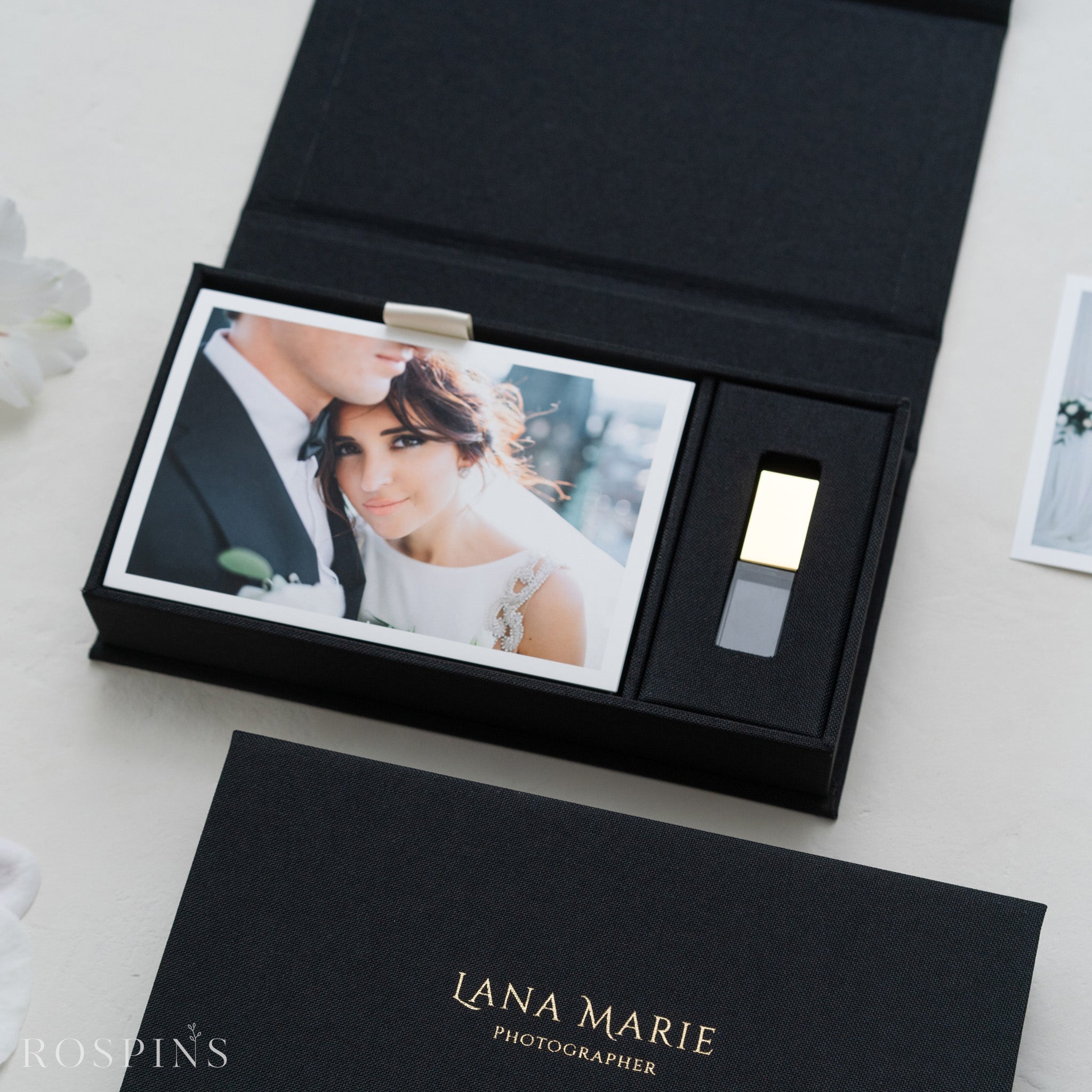 Linen Photo & USB Box - Black