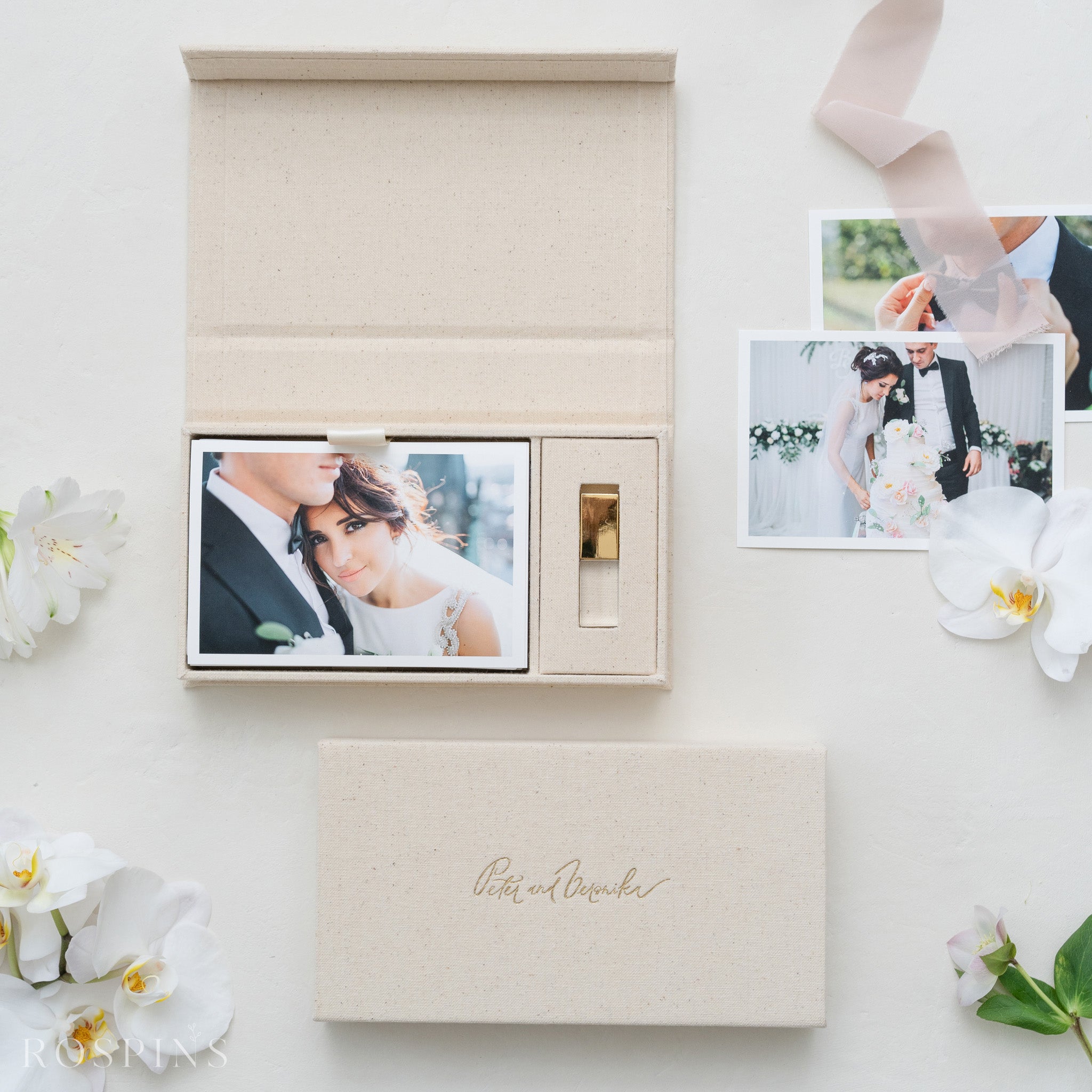 Linen Photo & USB Box -  New Natural Linen