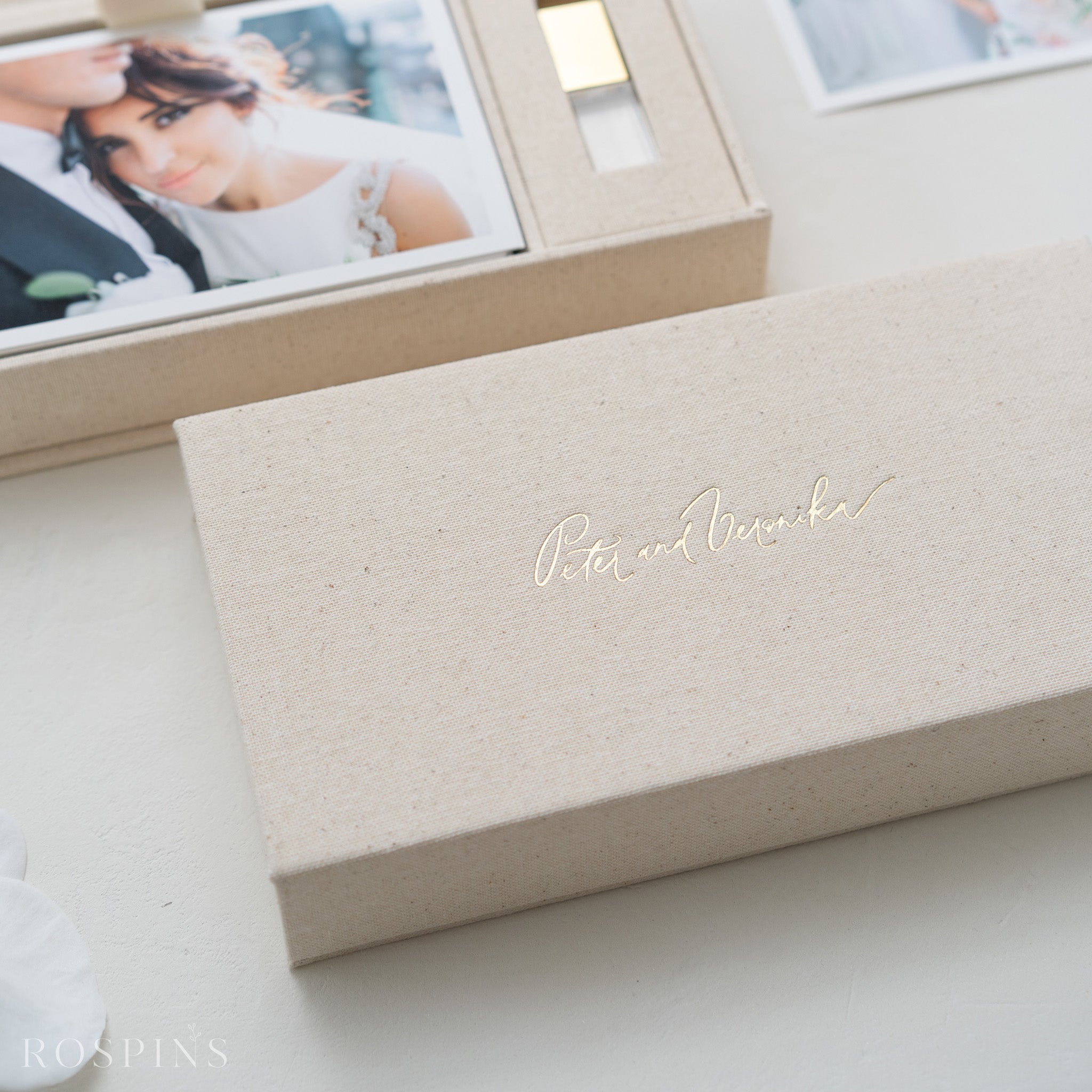 Linen Photo & USB Box -  New Natural Linen