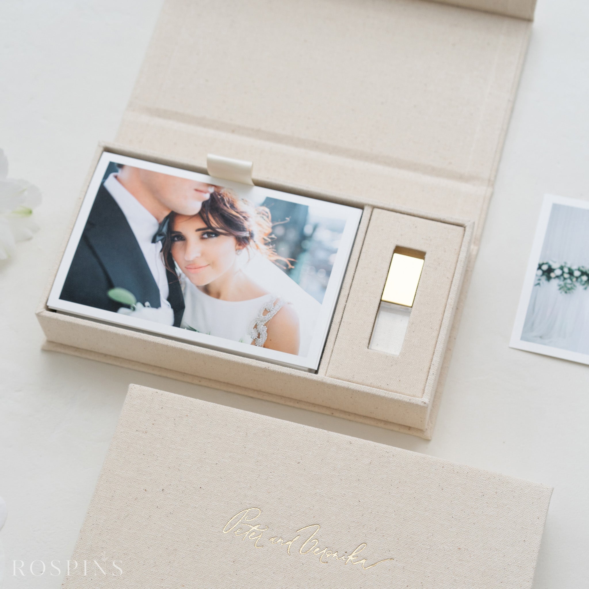 Linen Photo & USB Box - New Natural Linen