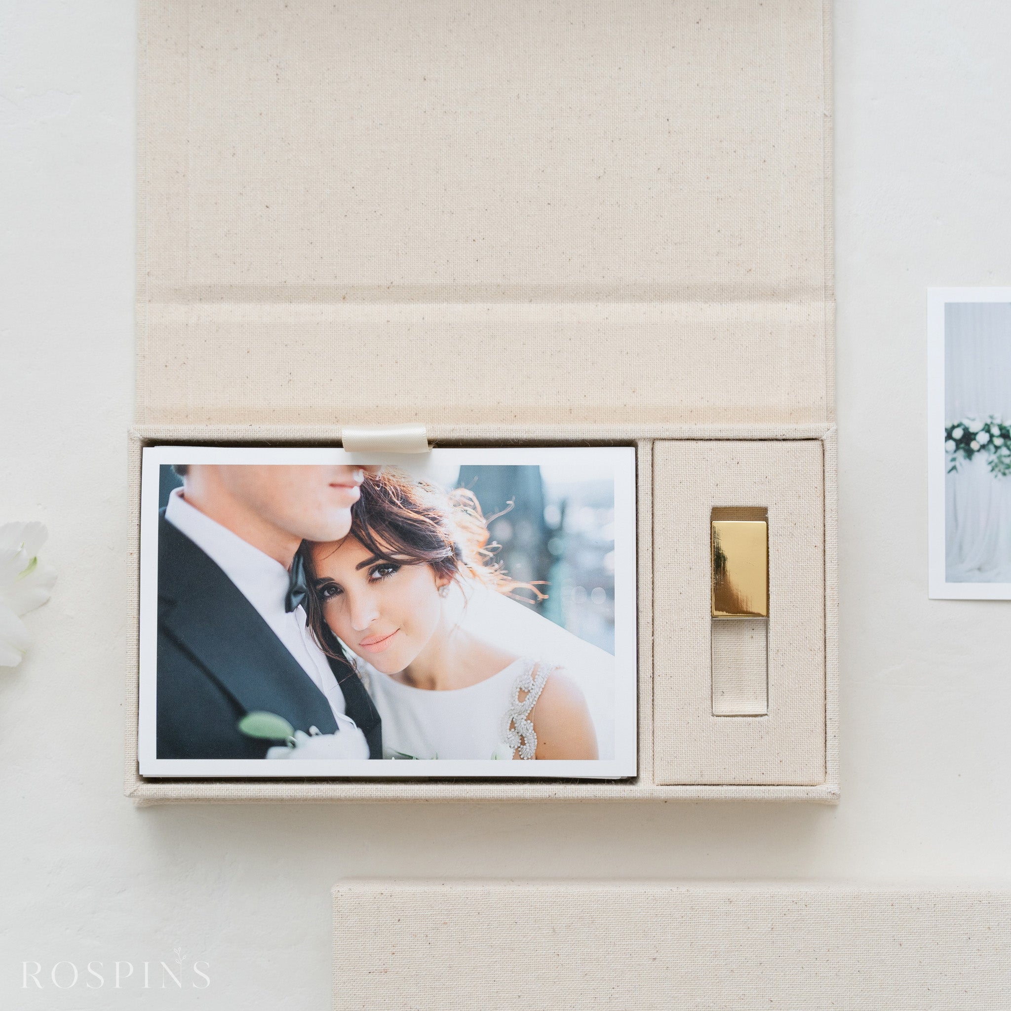 Linen Photo & USB Box - New Natural Linen