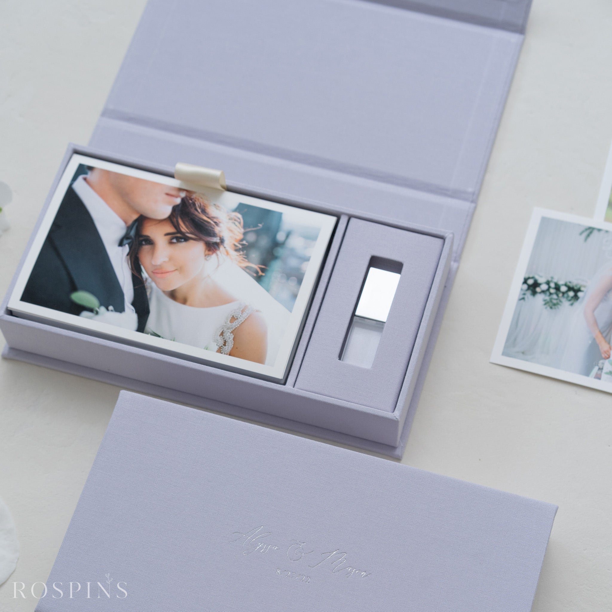 Linen Photo & USB Box - Pale Violet