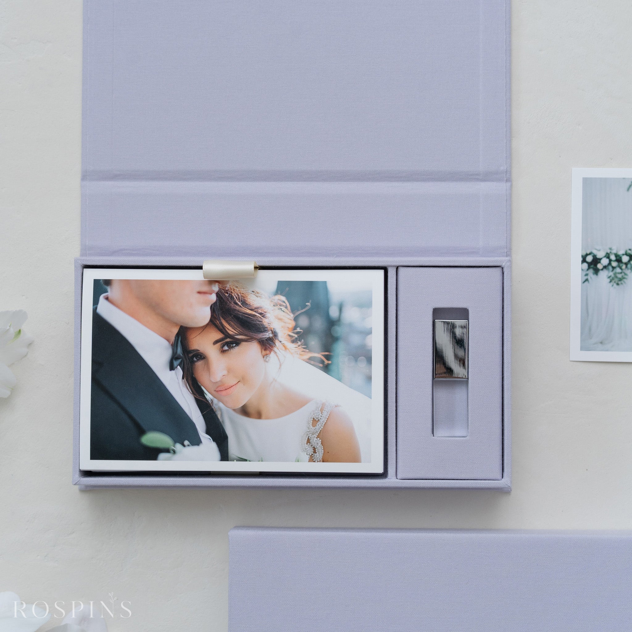 Linen Photo & USB Box - Pale Violet