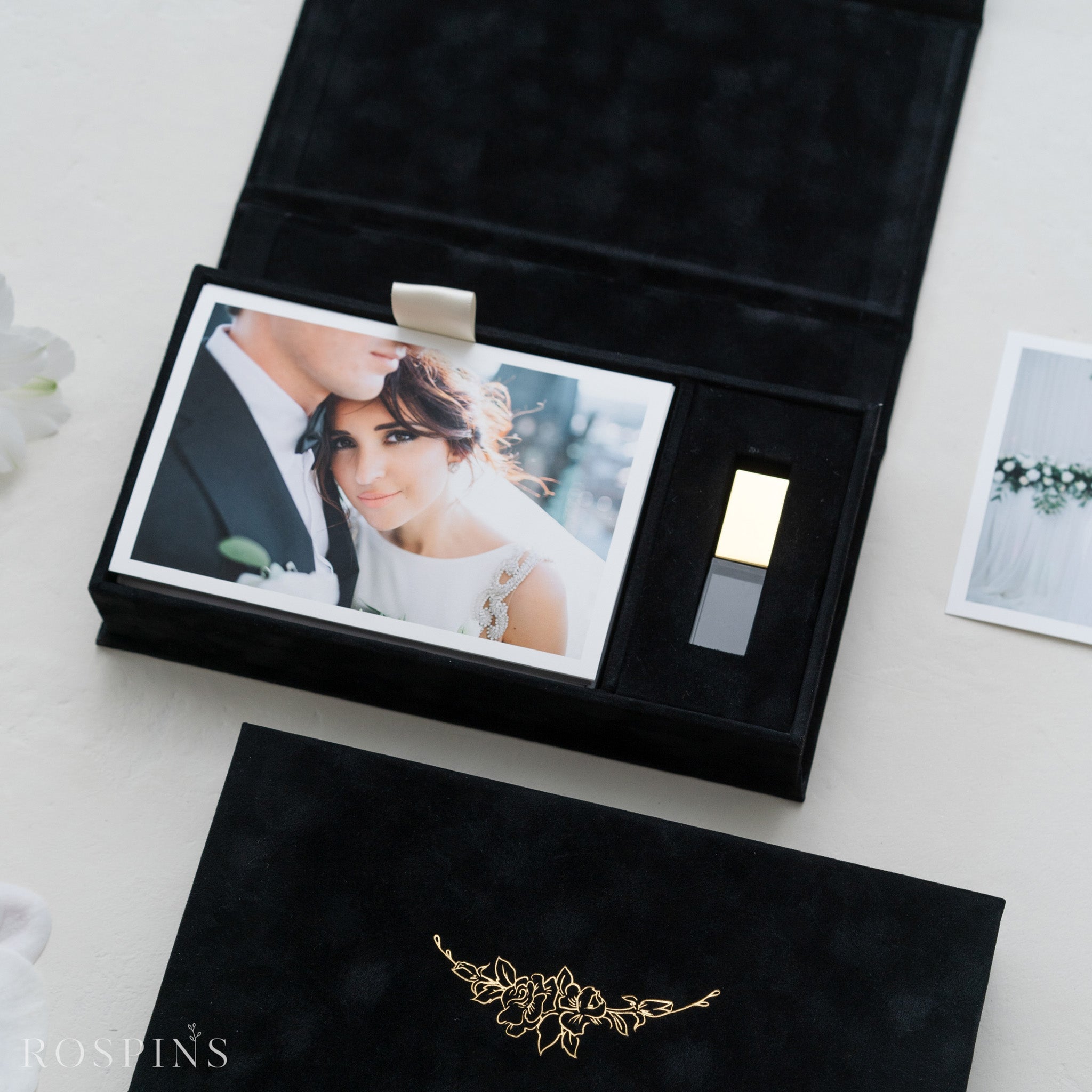 Velvet Photo & USB Box - Black