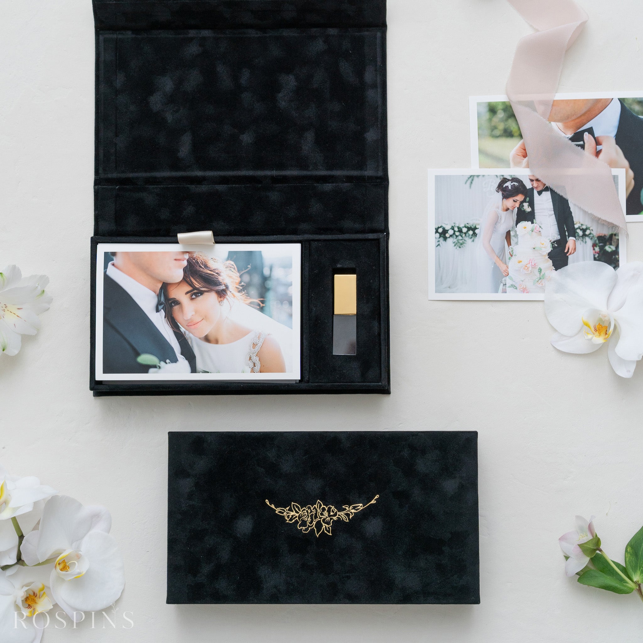 Velvet Photo & USB Box - Black