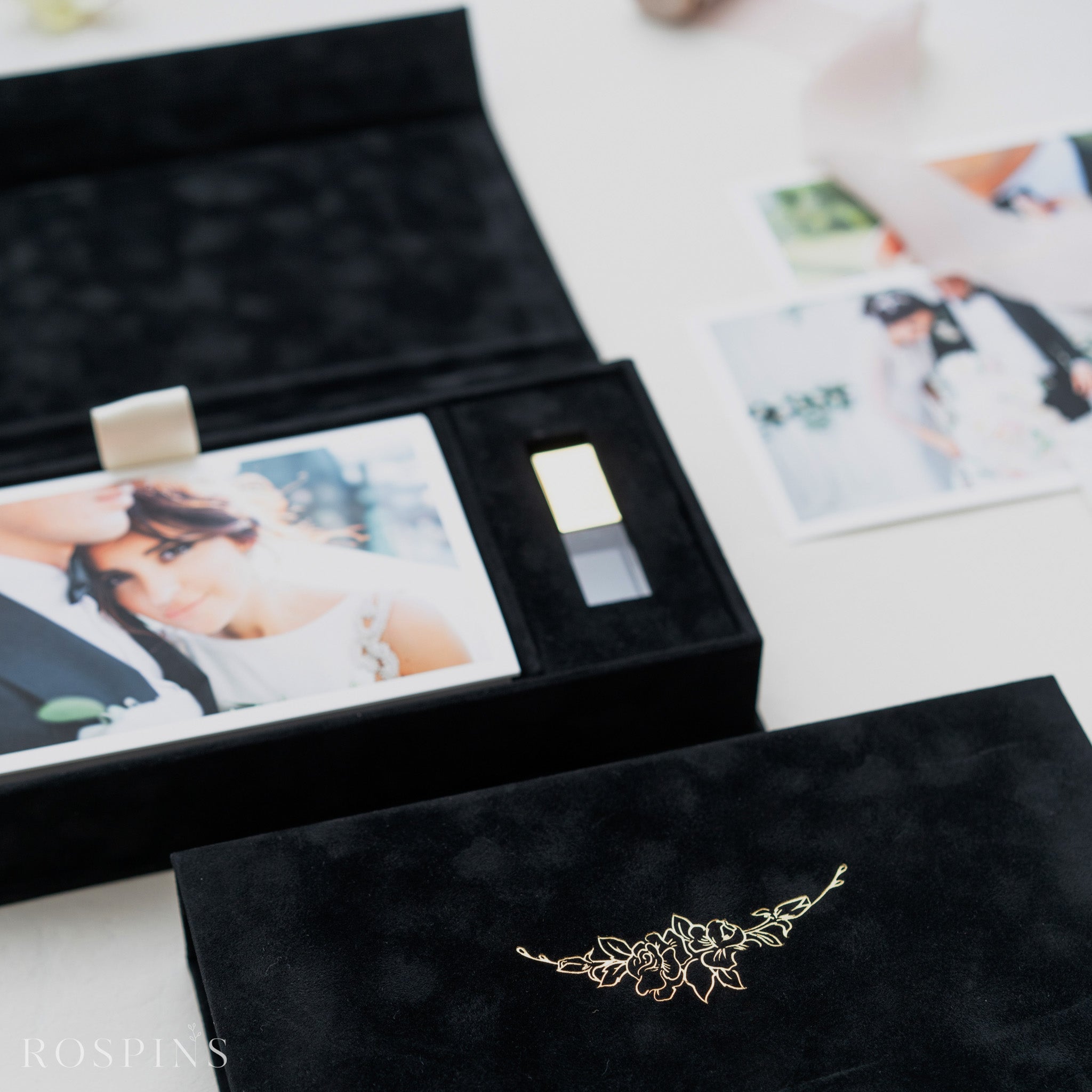 Velvet Photo & USB Box - Black