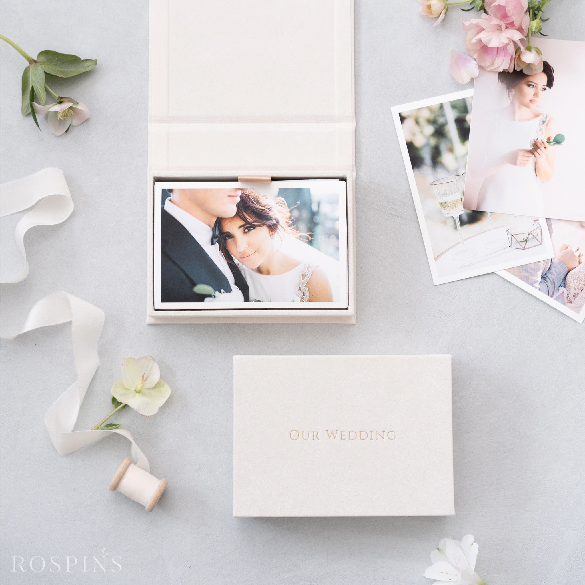 Velvet Photo Box - Champagne