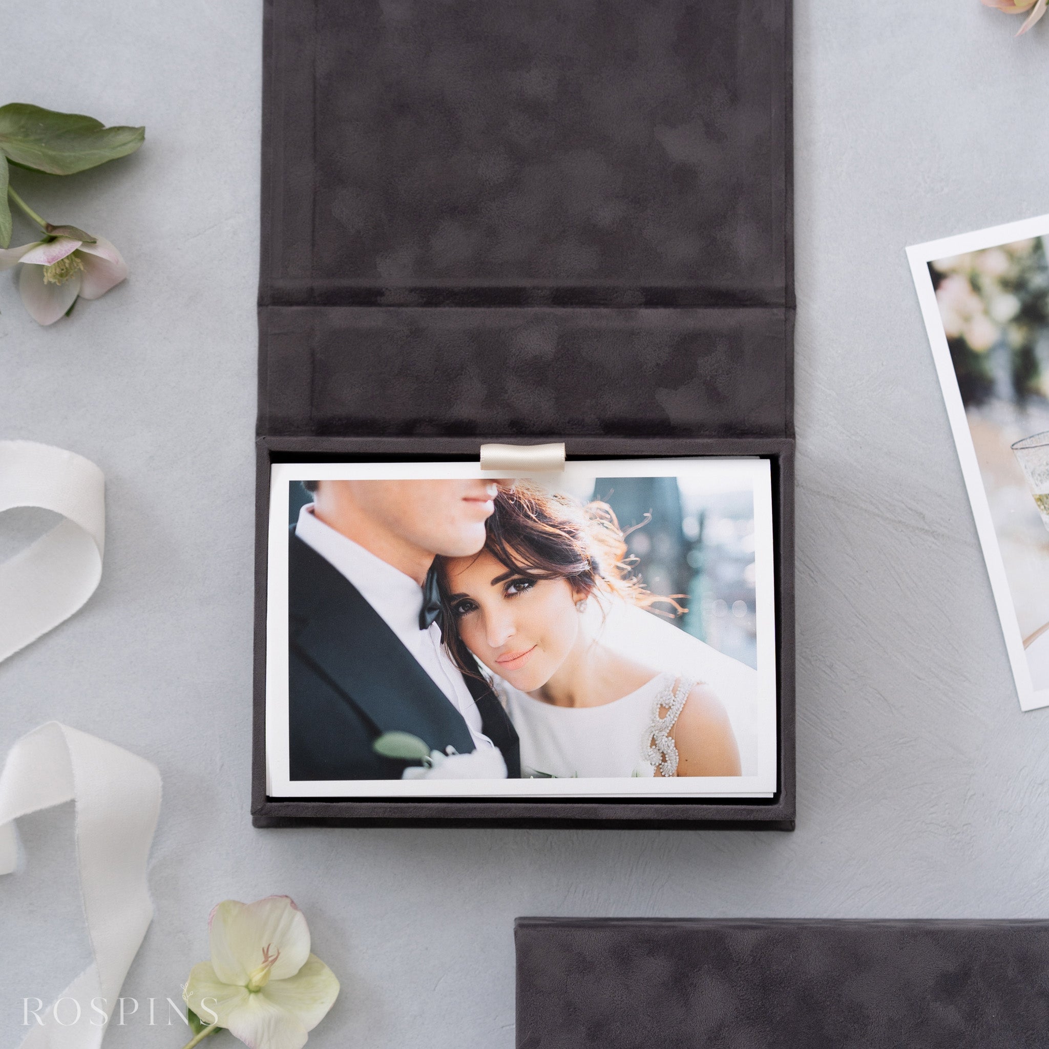 Velvet Photo Box - Charcoal Grey